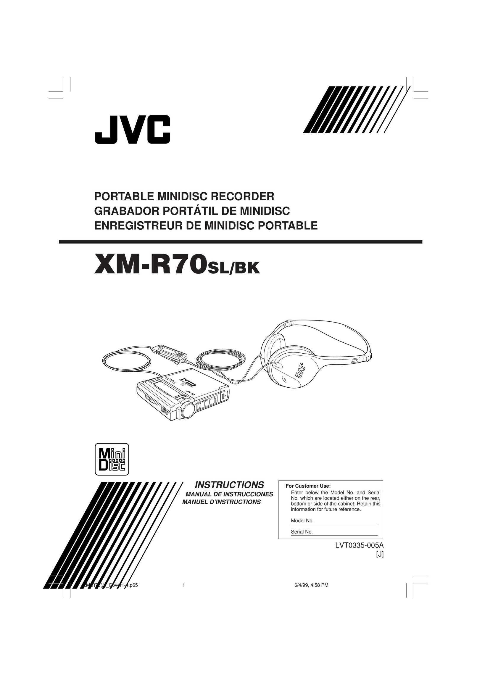 JVC XM-R70SL/BK MiniDisc Player User Manual