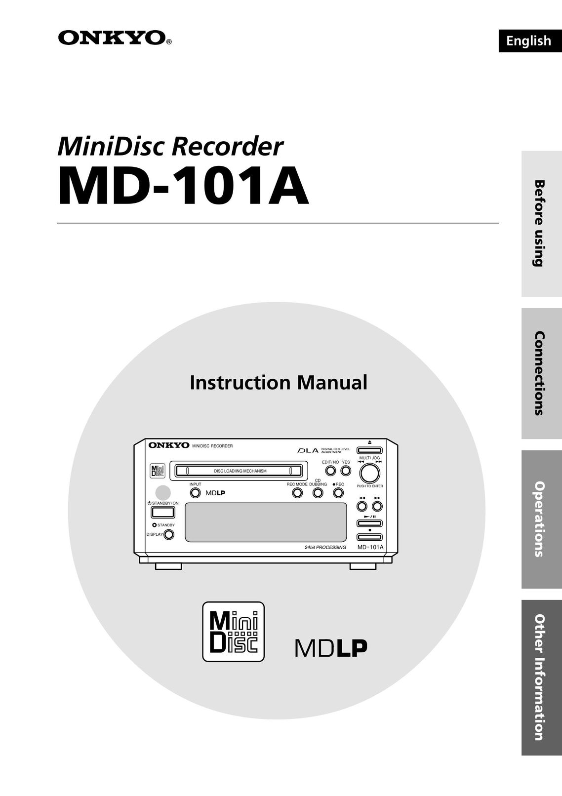 Onkyo MD-101A MiniDisc Player User Manual