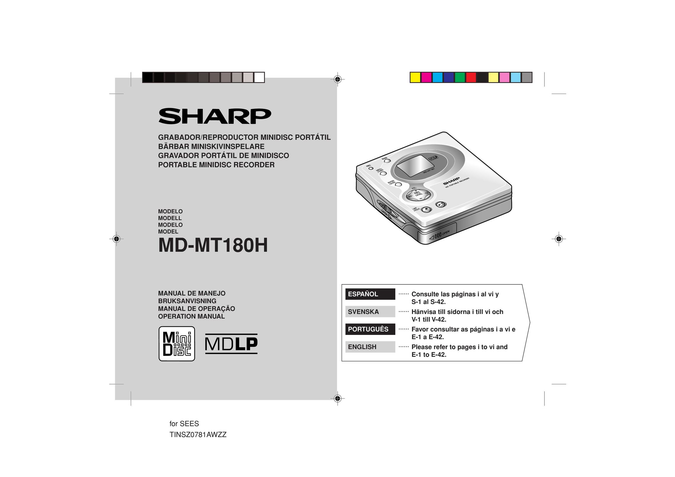 Sharp MD-MT180H MiniDisc Player User Manual