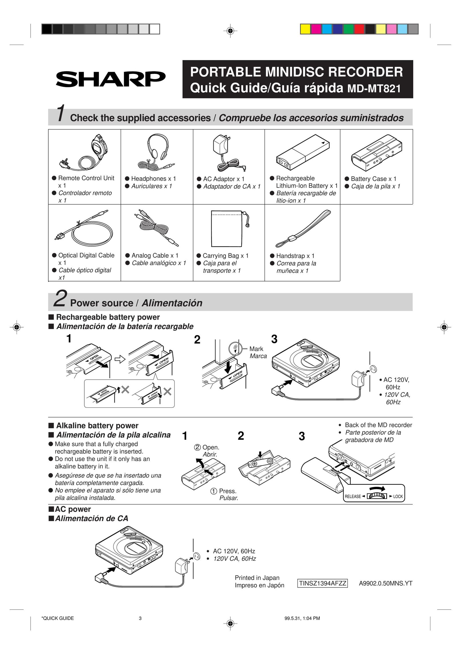 Sharp MD-MT821 MiniDisc Player User Manual