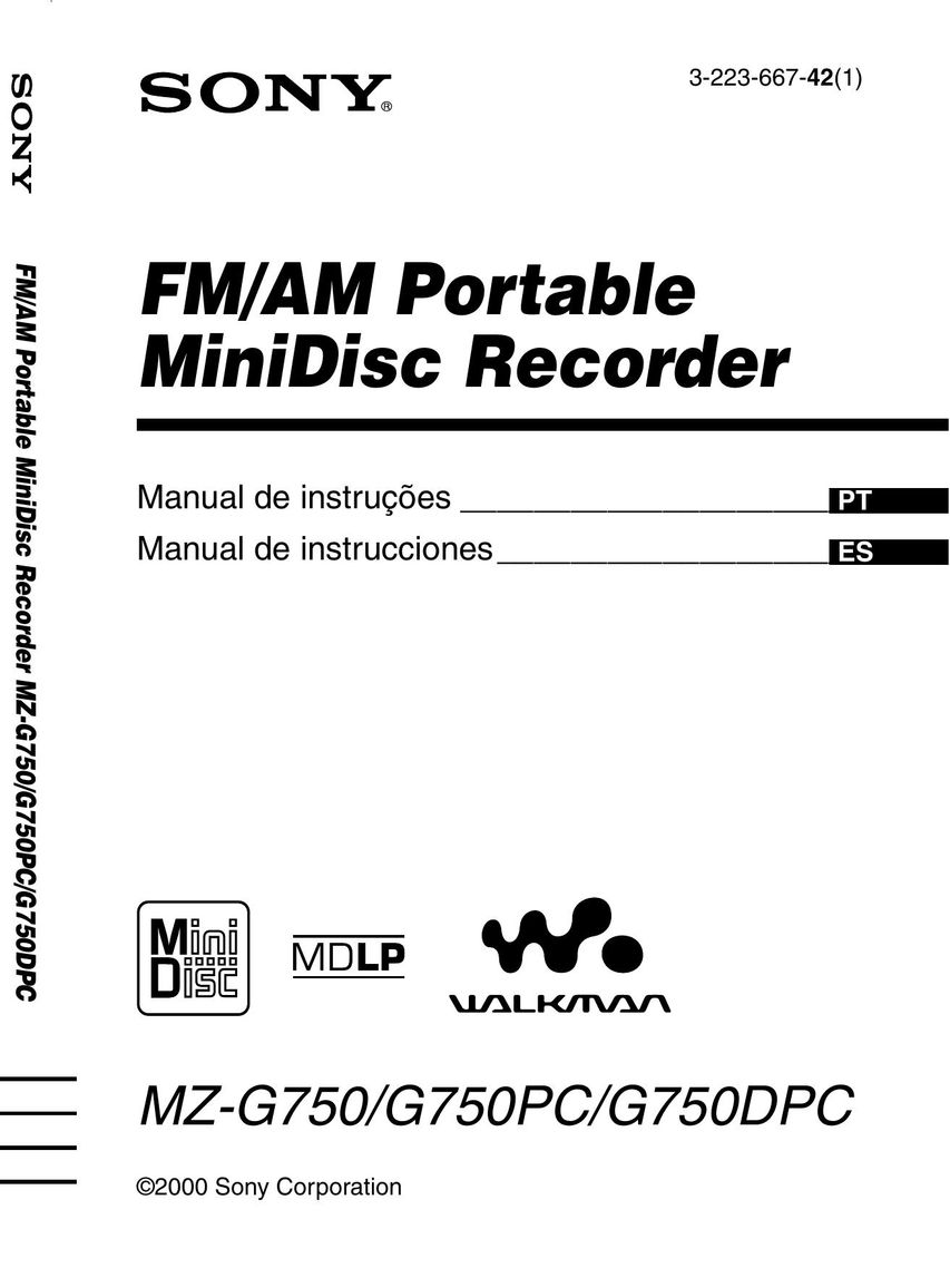 Sony G750PC MiniDisc Player User Manual