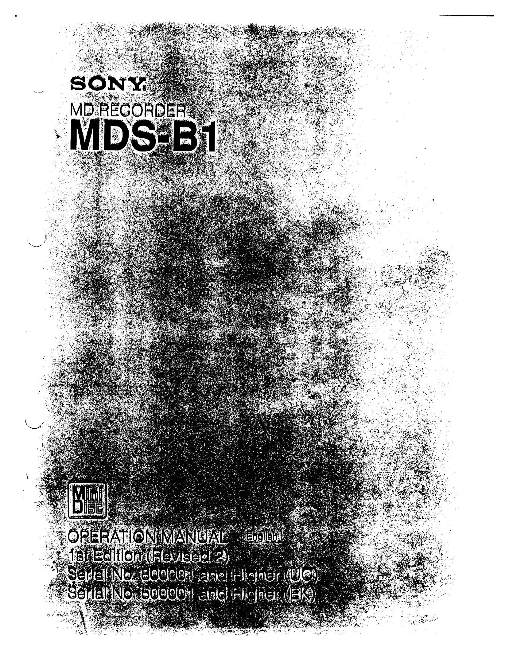 Sony MDS-B1 MiniDisc Player User Manual