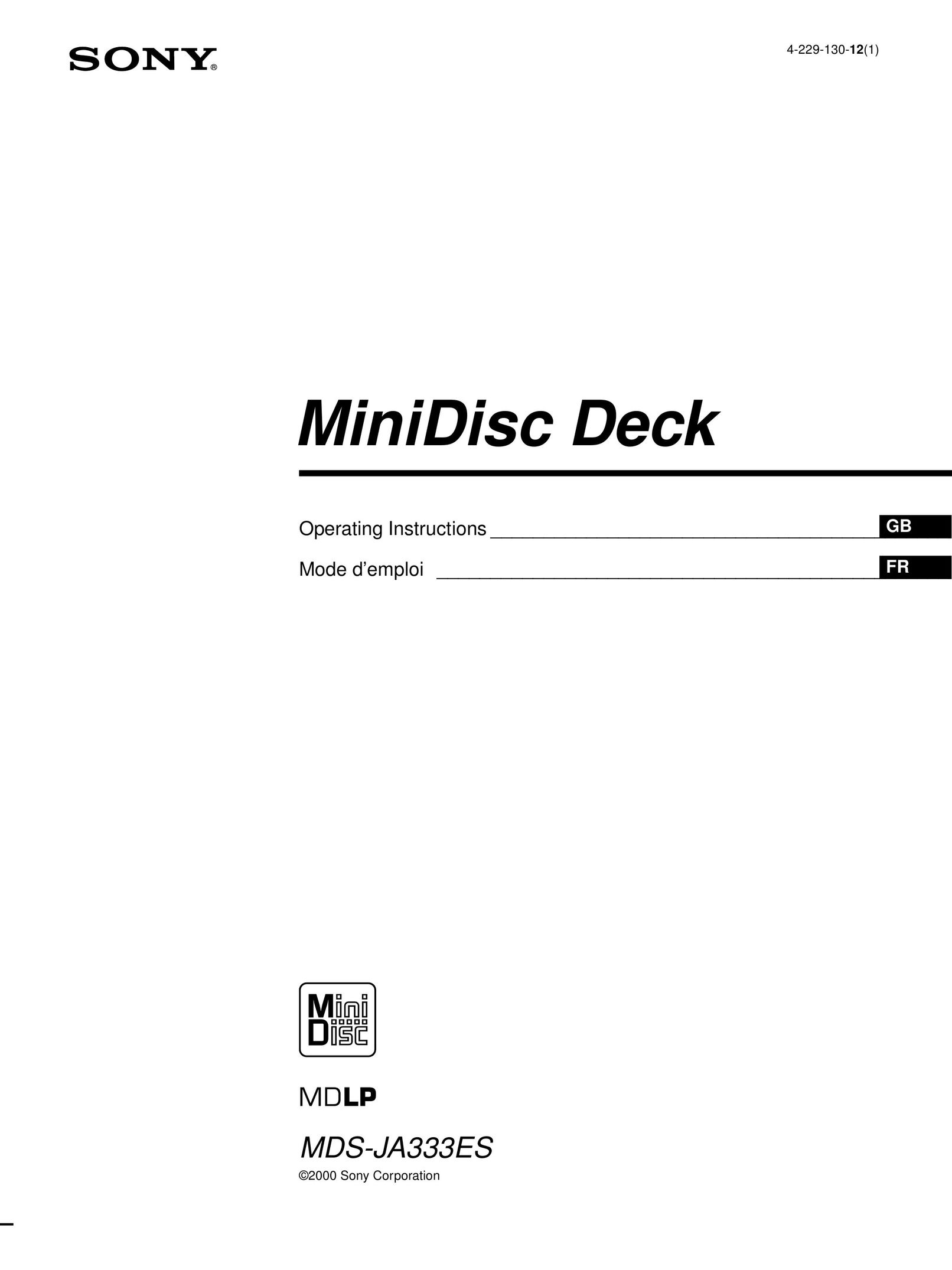 Sony MDS-JA333ES MiniDisc Player User Manual