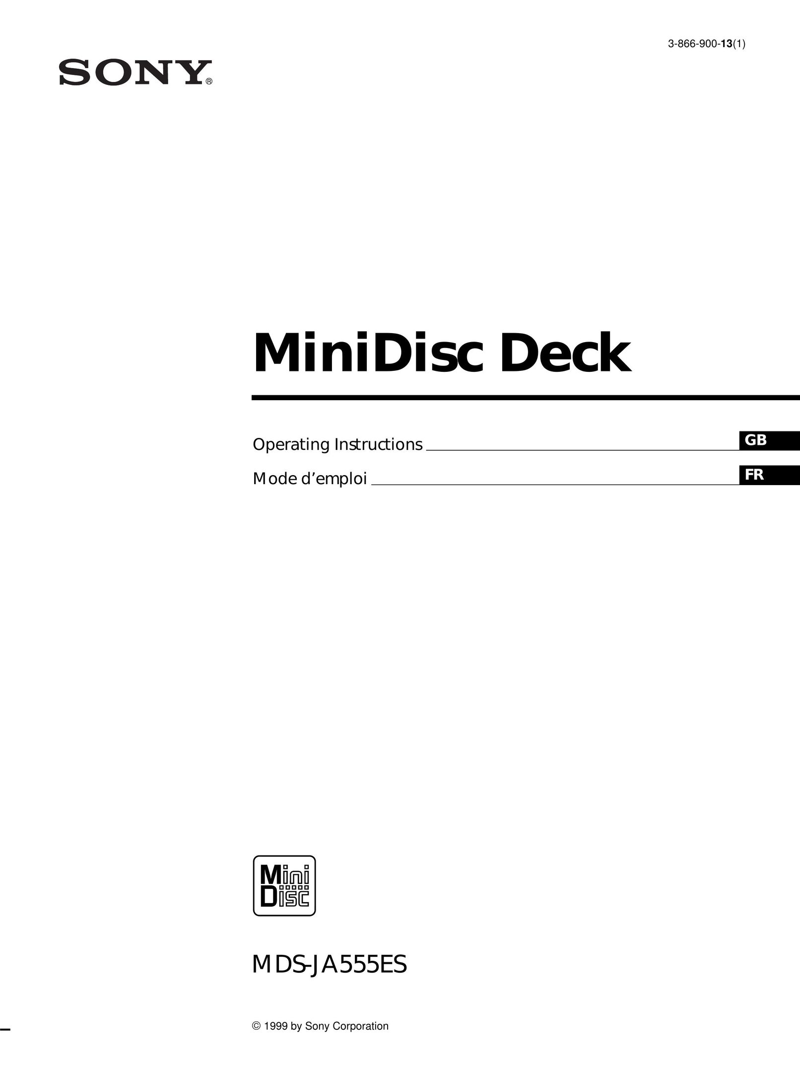 Sony MDS-JA555ES MiniDisc Player User Manual