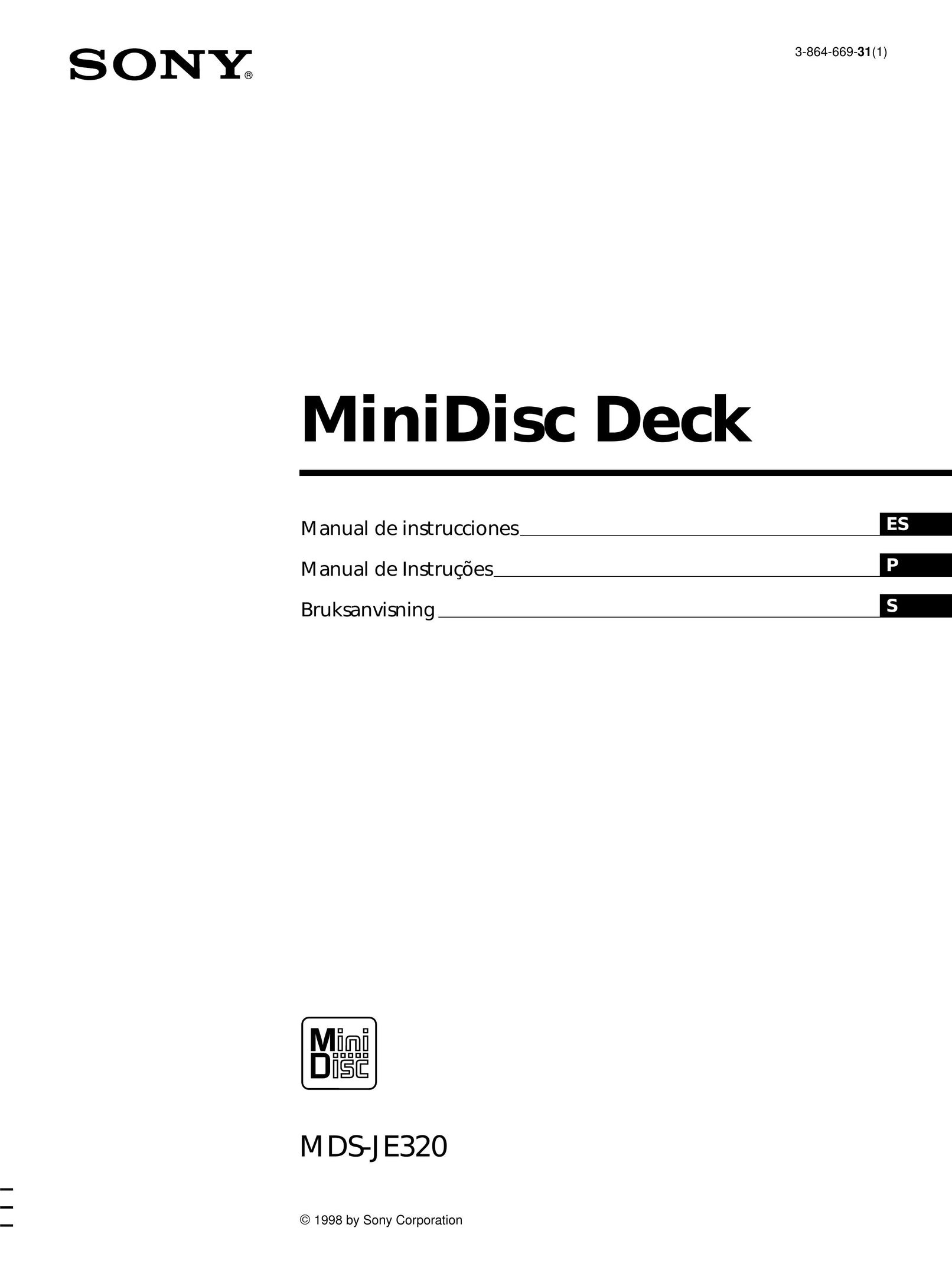 Sony MDS-JE320 MiniDisc Player User Manual