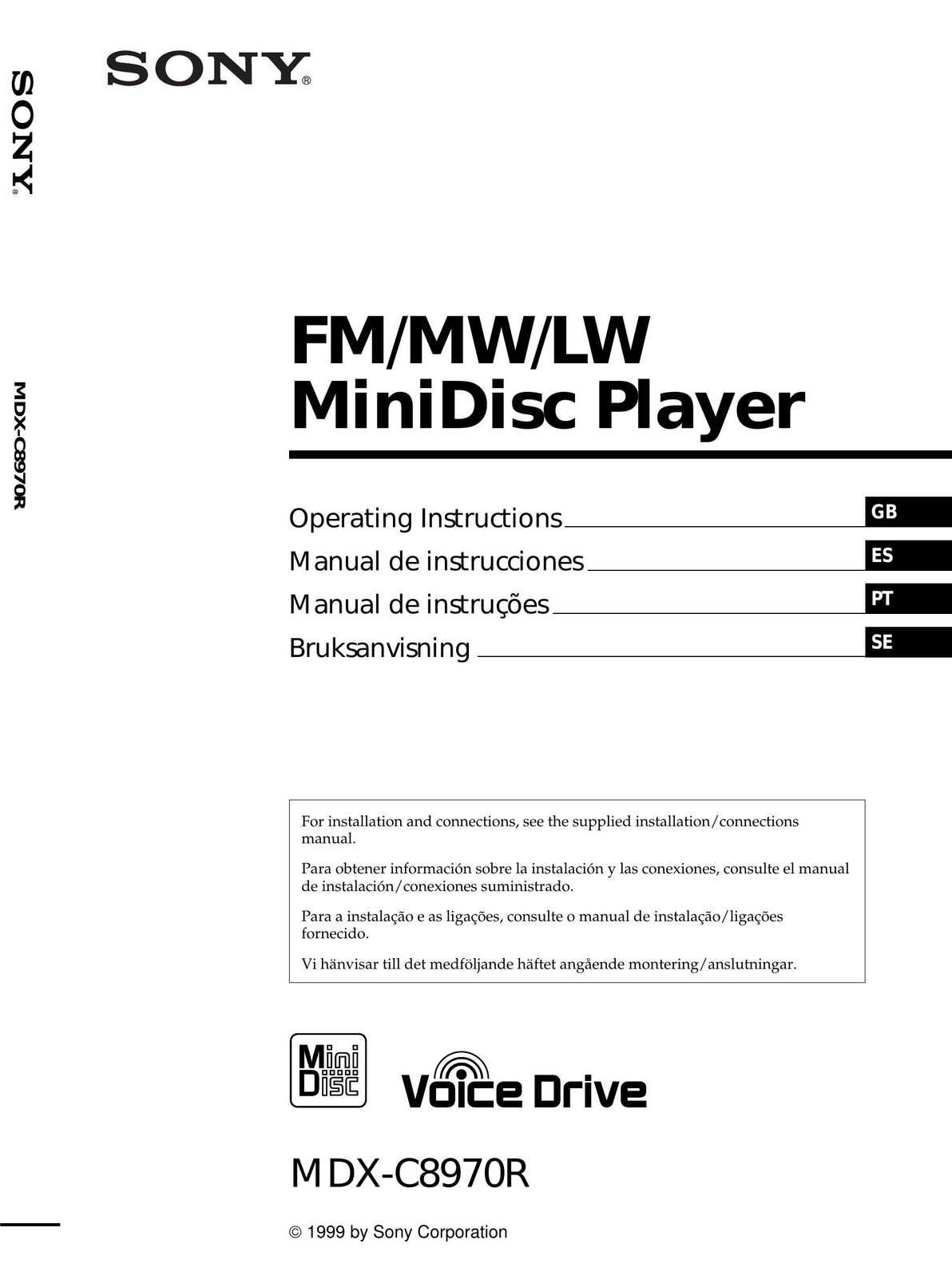 Sony MDX-C8970R MiniDisc Player User Manual