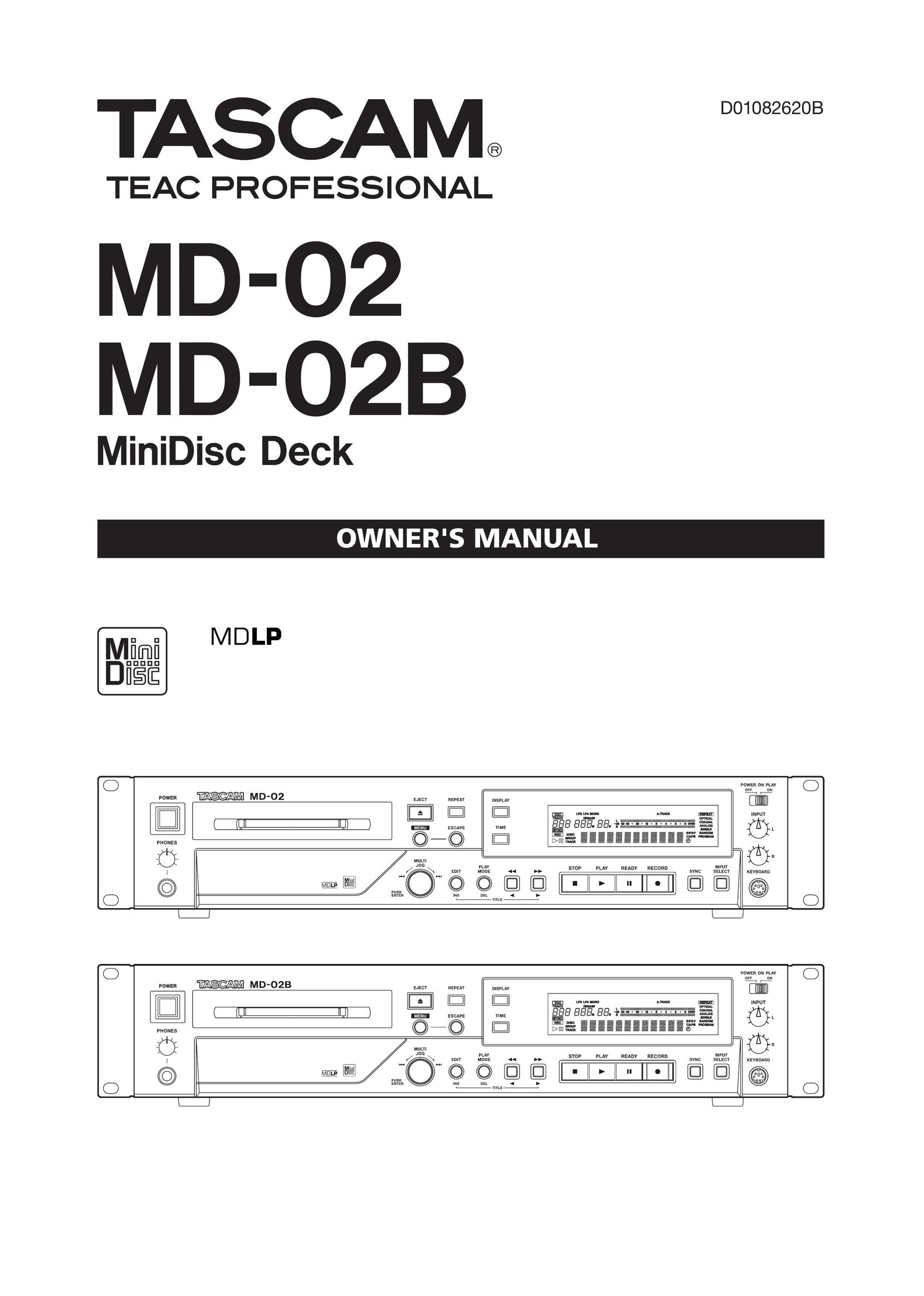 Tascam MD-02B MiniDisc Player User Manual
