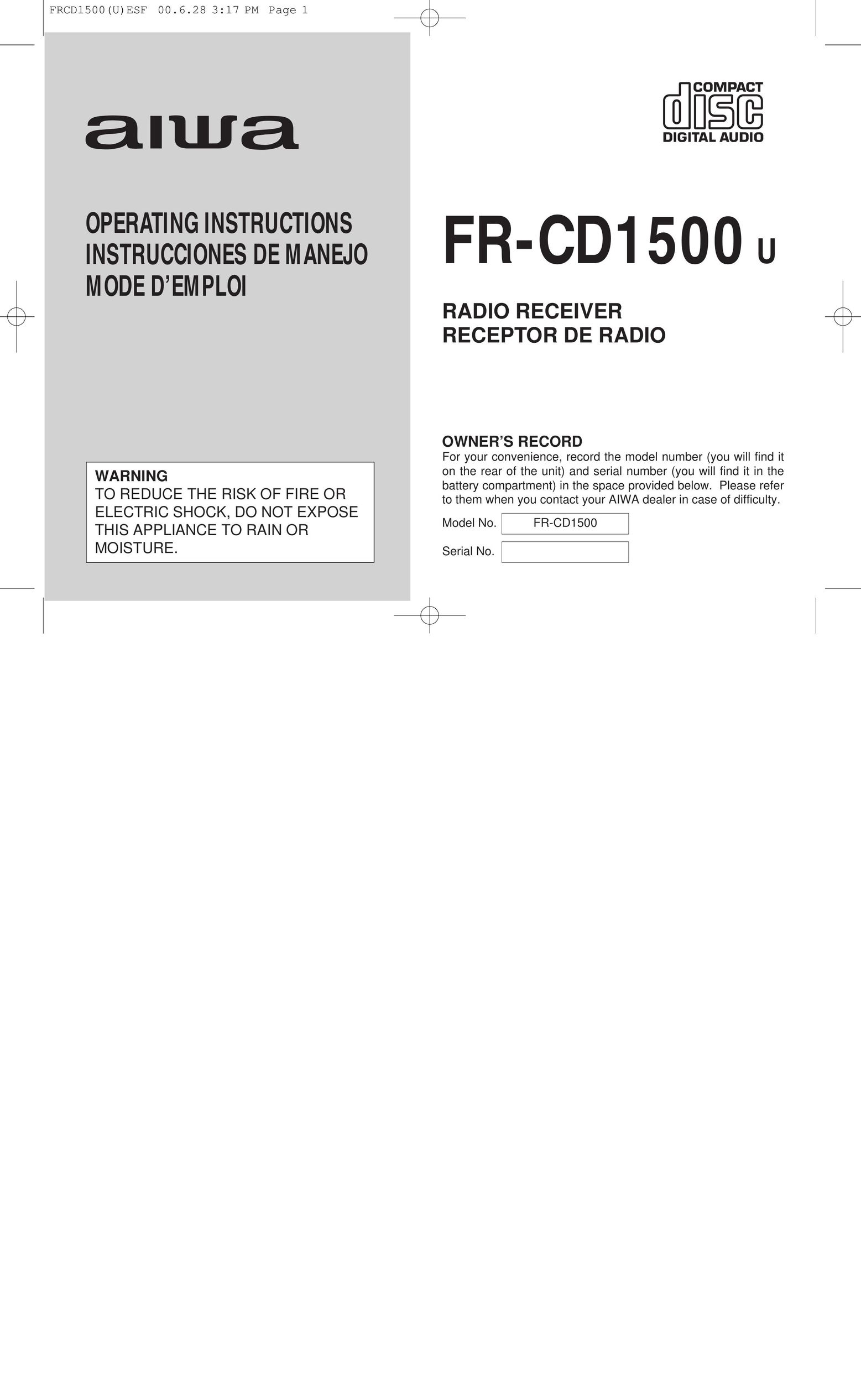 Aiwa FR-CD1500 Radio User Manual