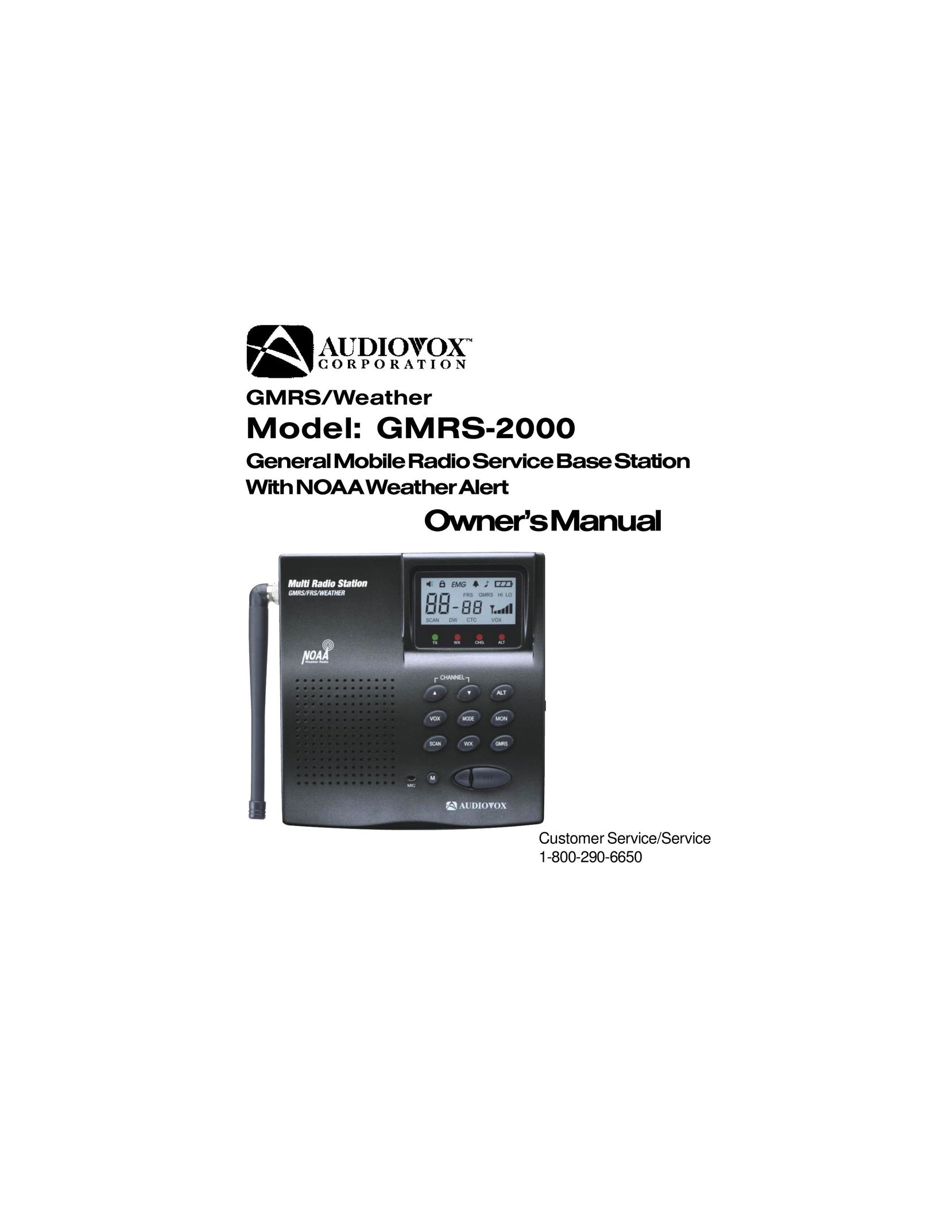 Audiovox GMRS-2000 Radio User Manual