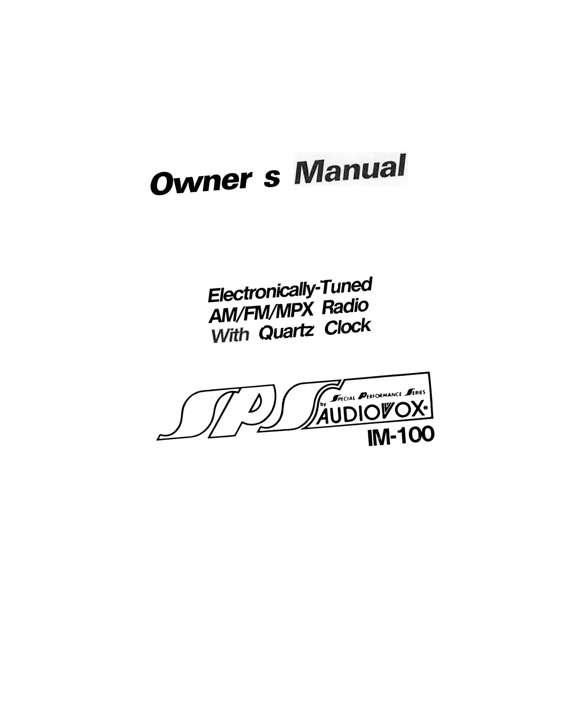 Audiovox IM-100 Radio User Manual