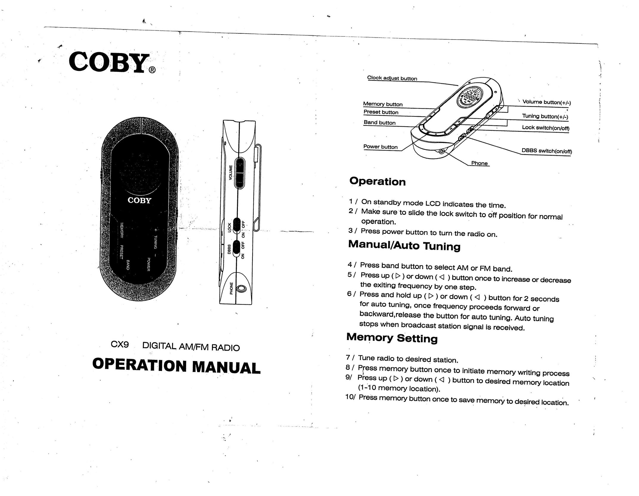 COBY electronic CX9 Radio User Manual