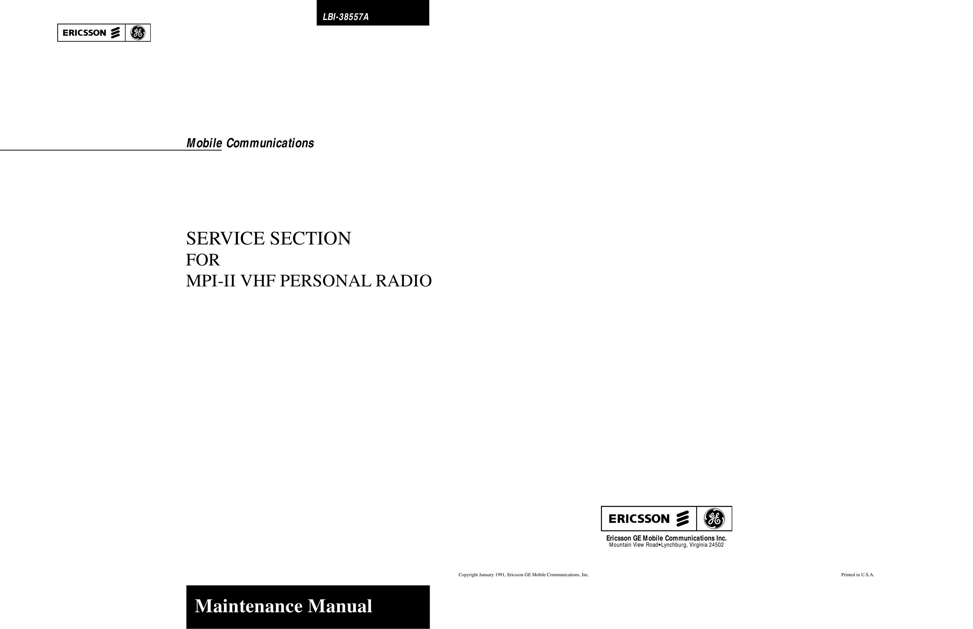 Ericsson MPI-II VHF Radio User Manual