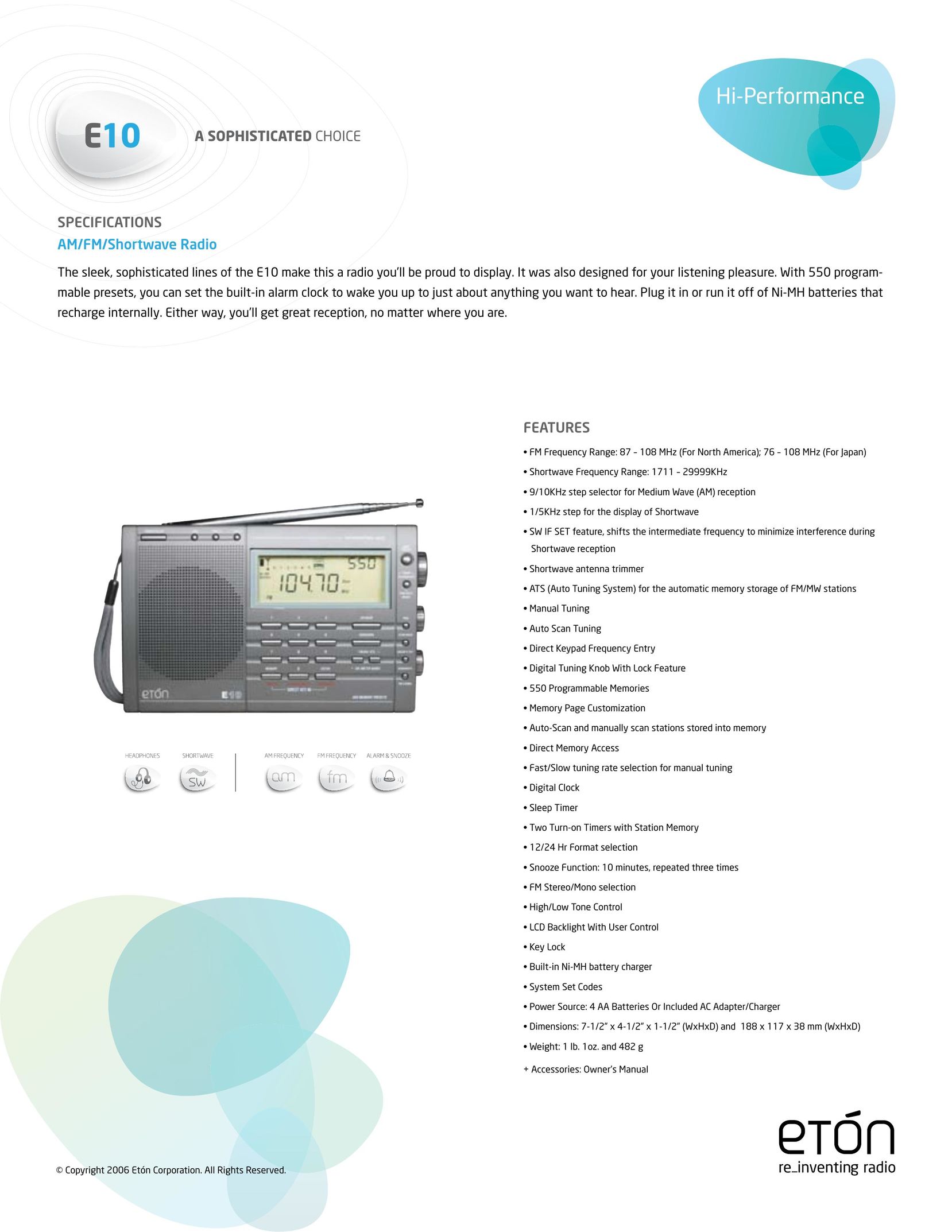 Eton E10 Radio User Manual