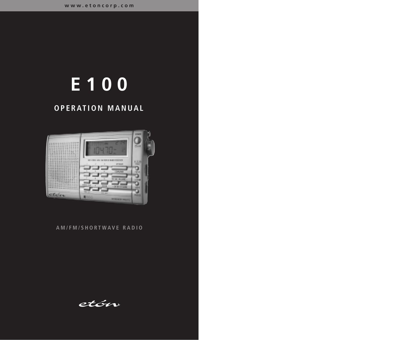Eton E100 Radio User Manual