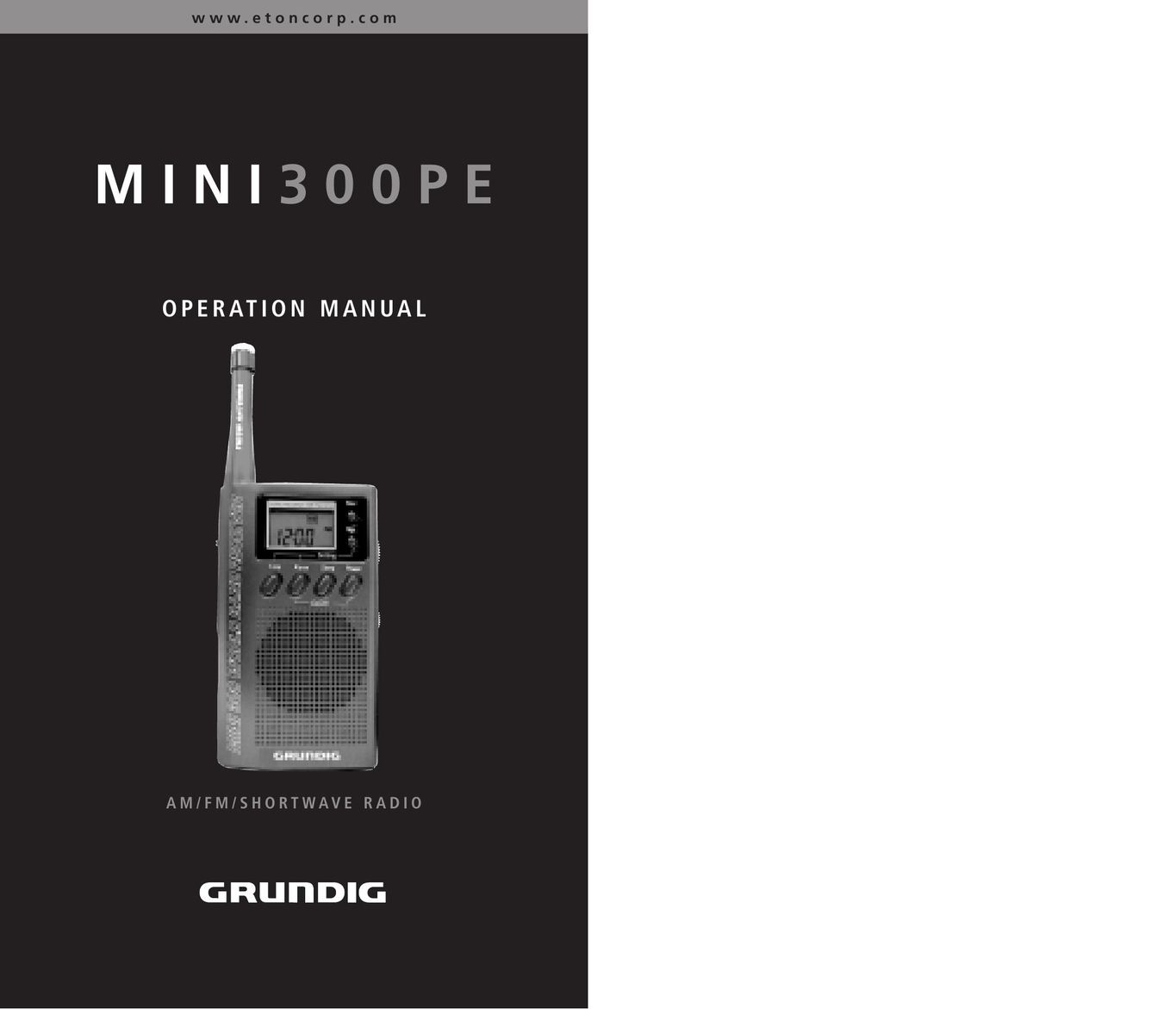 Grundig 300PE Radio User Manual