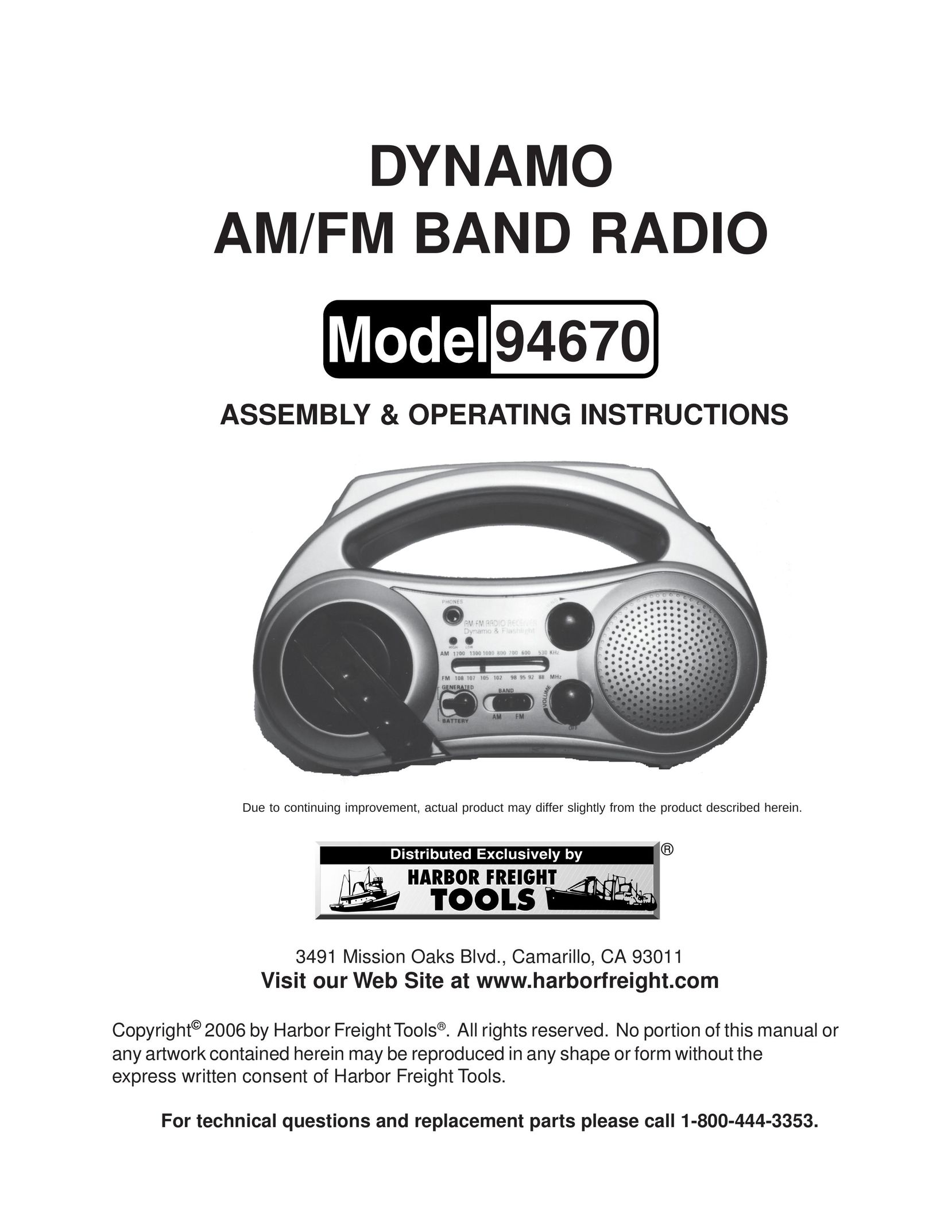Harbor Freight Tools 94670 Radio User Manual