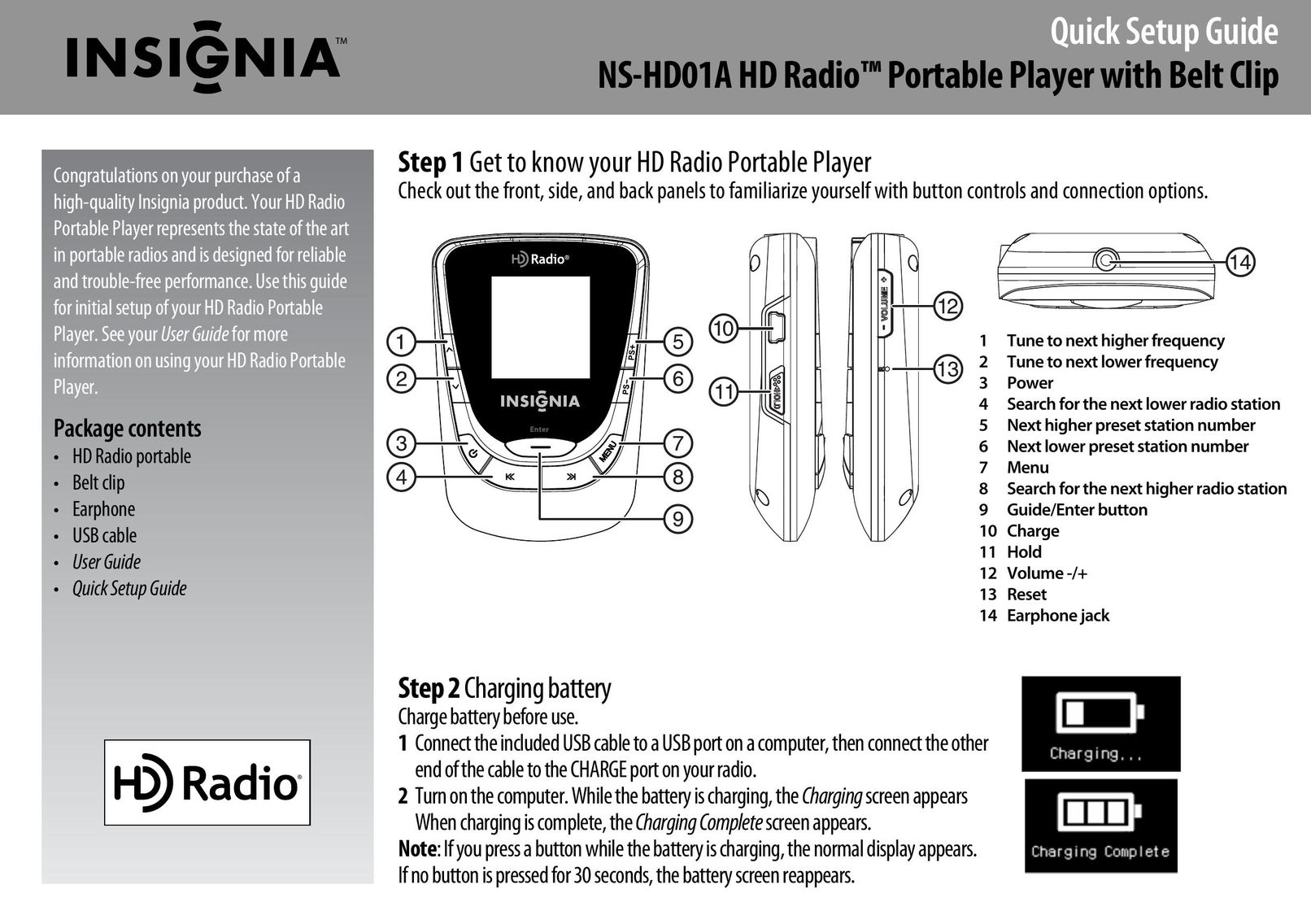 Insignia NS-HD01A Radio User Manual