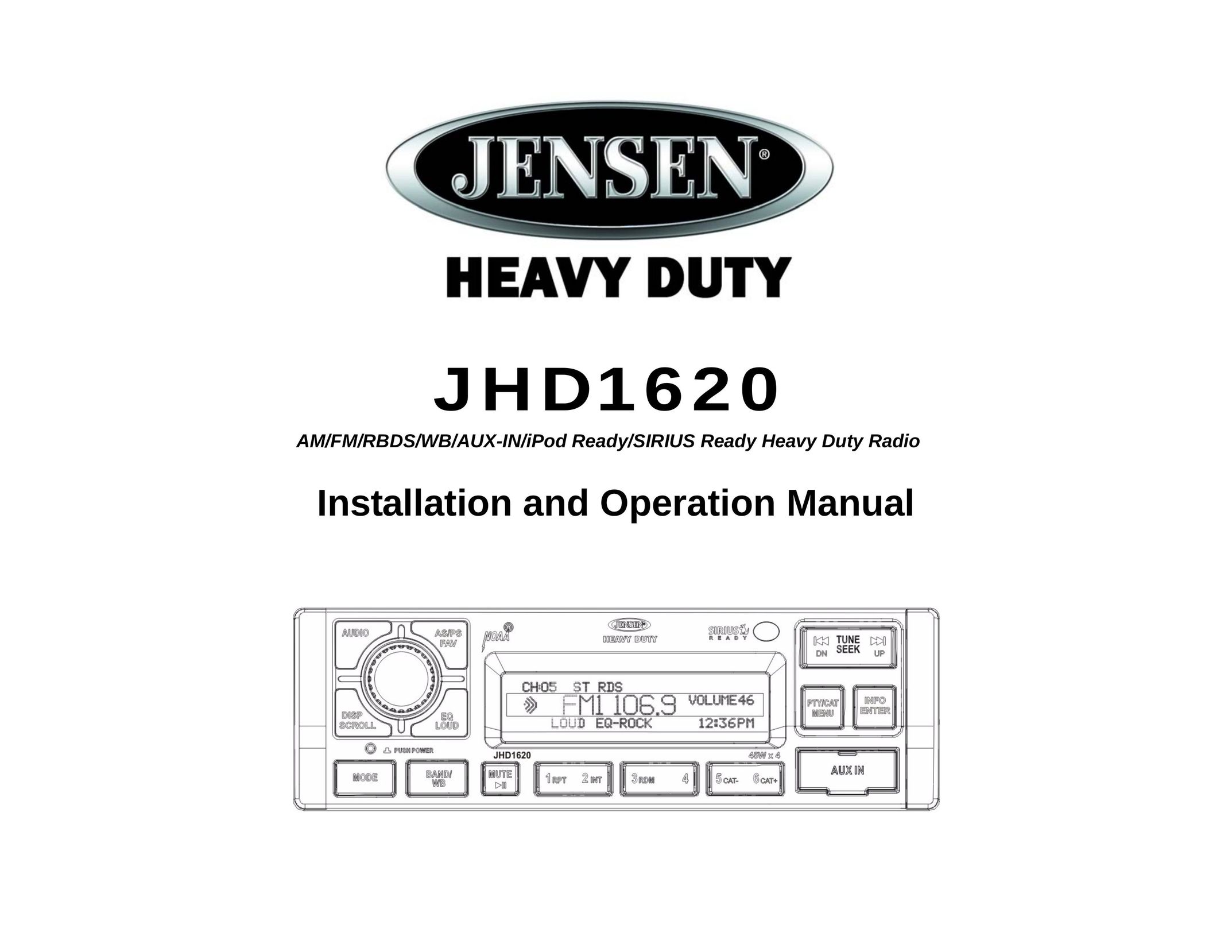 Jensen JHD1620 Radio User Manual