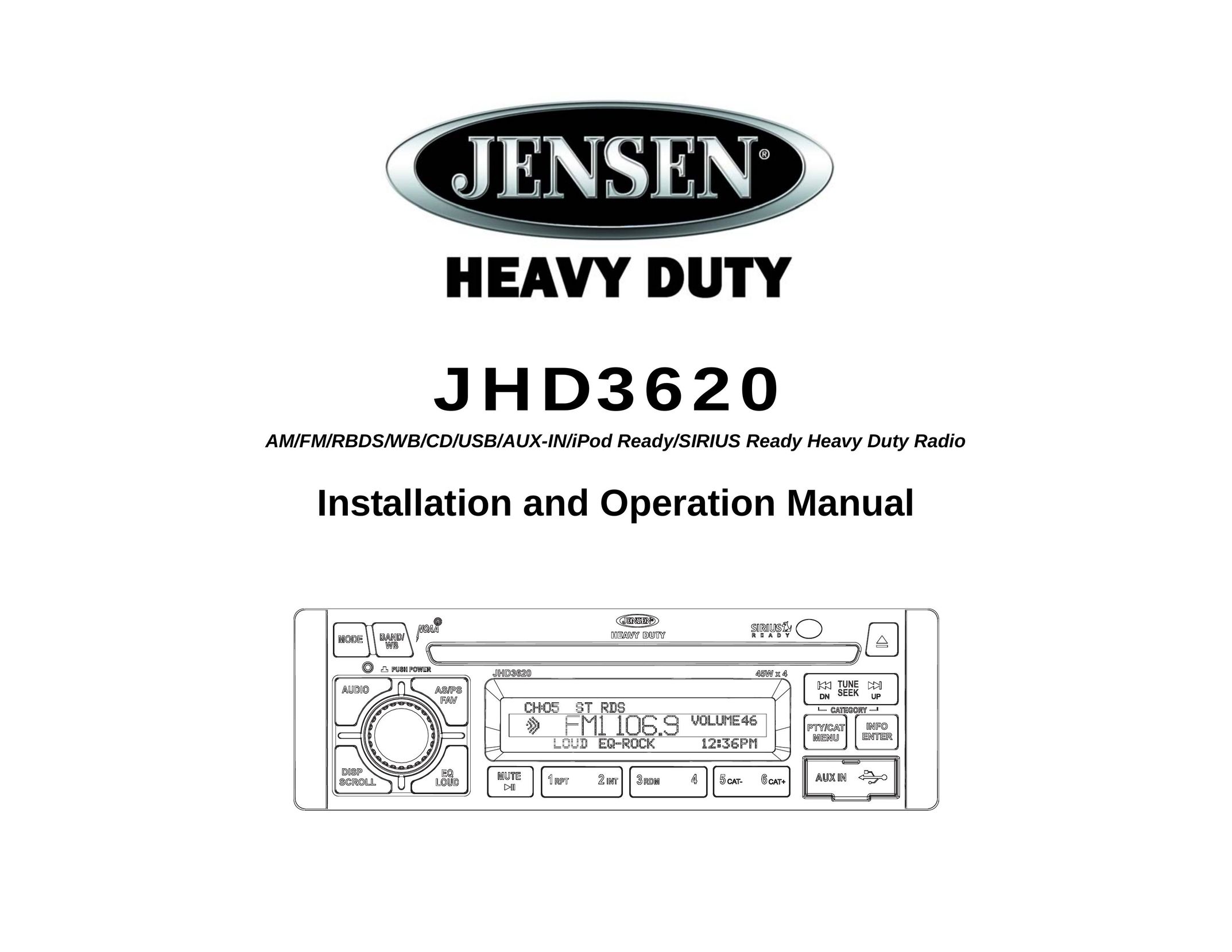 Jensen JHD3620 Radio User Manual