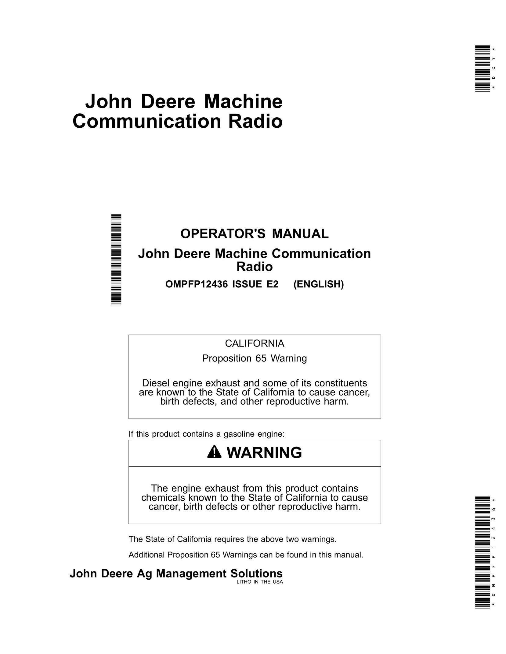 John Deere OMPFP12436 Radio User Manual