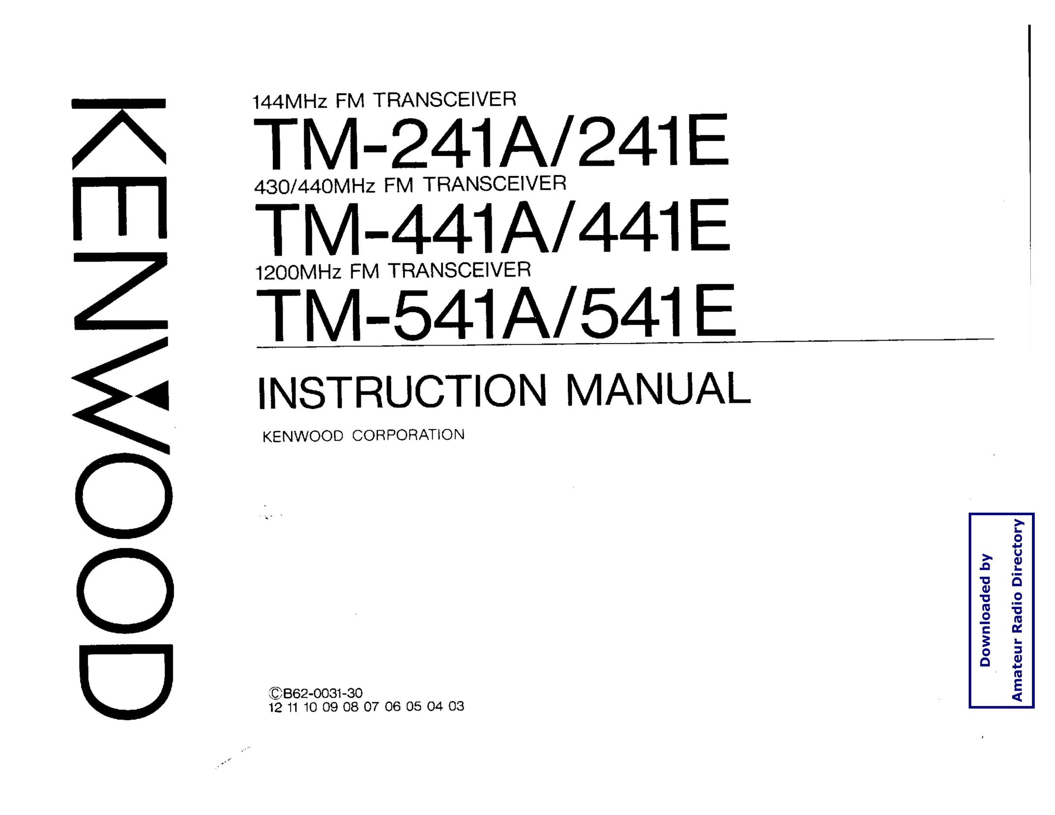 Kenwood TM-441E Radio User Manual