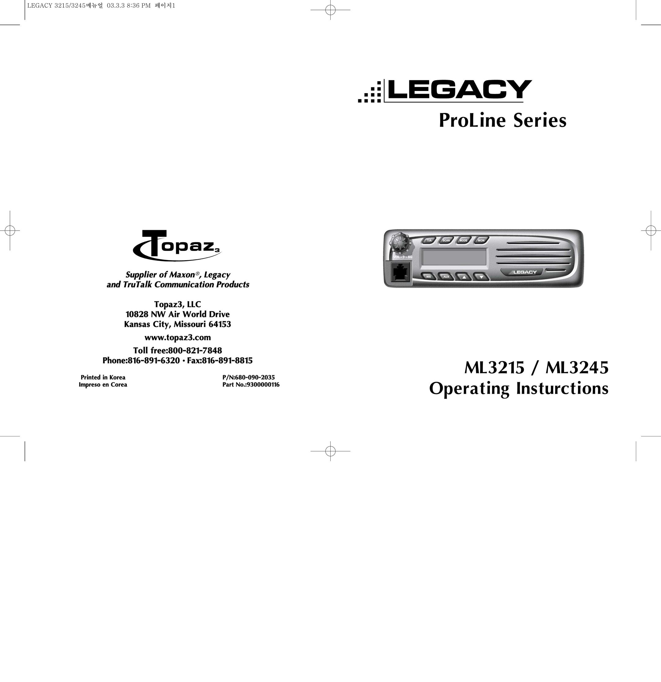 Legacy Car Audio ML3215 Radio User Manual