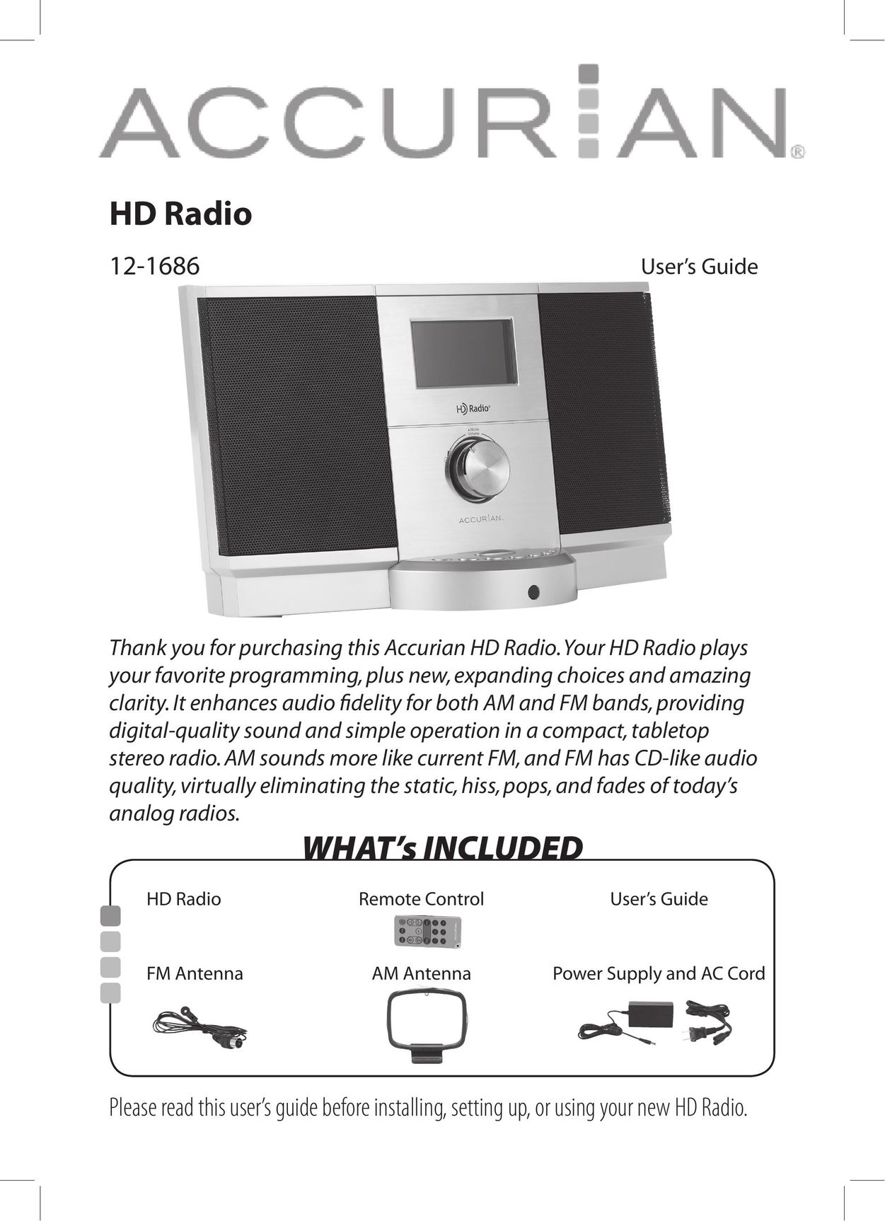Radio Shack 12-1686 Radio User Manual