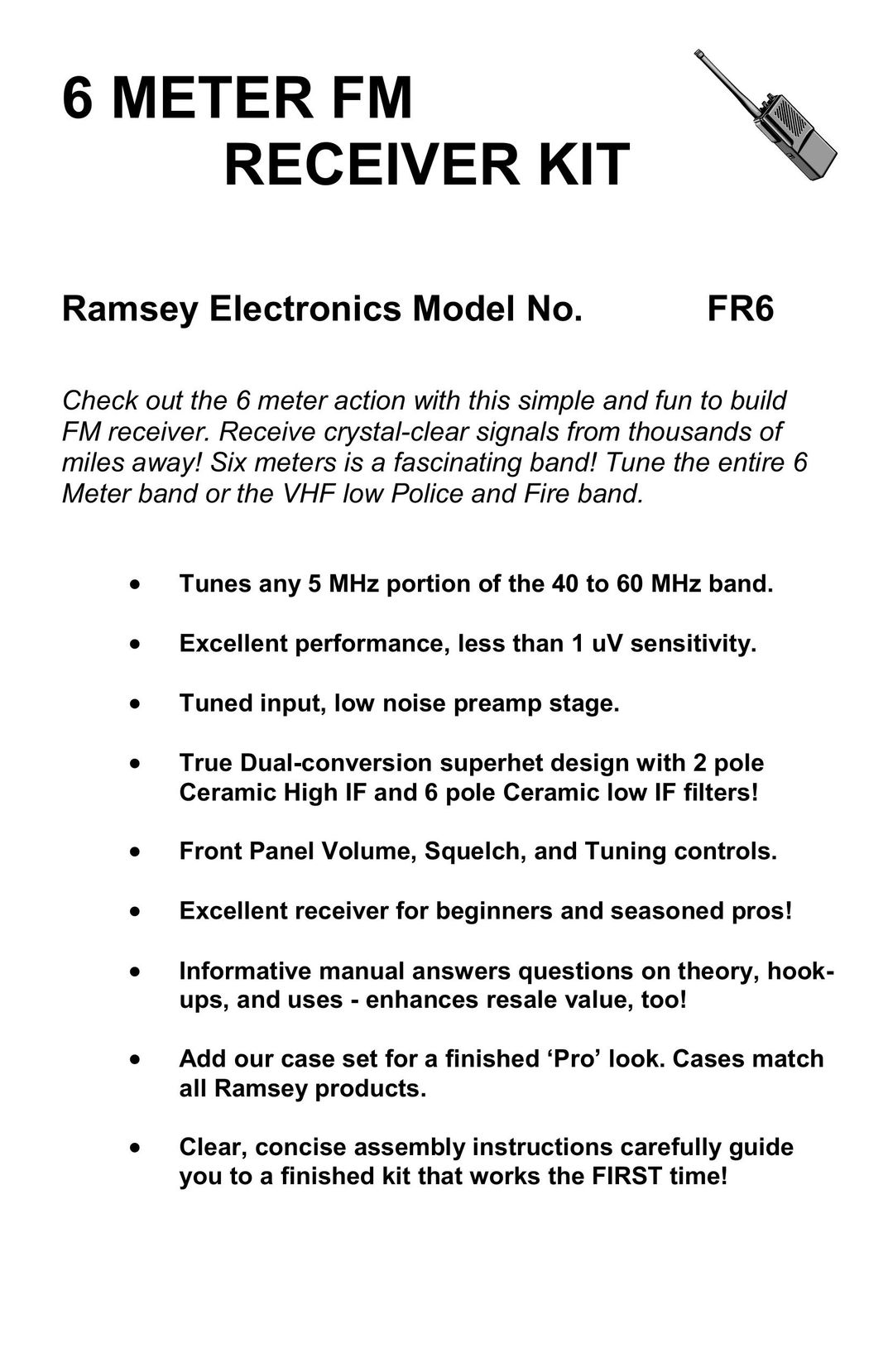 Ramsey Electronics FR6 Radio User Manual