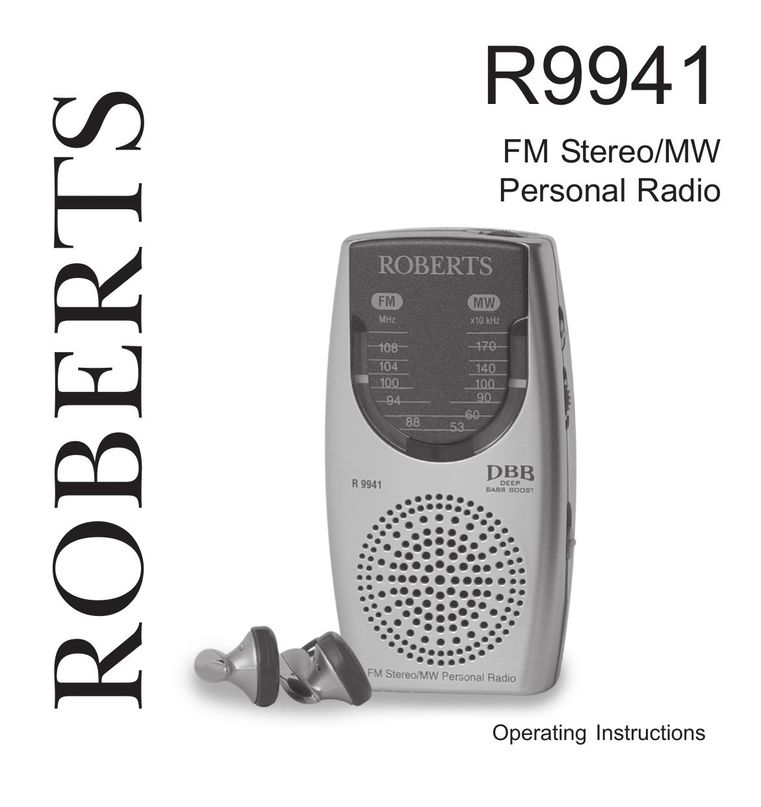 Roberts Radio R9941 Radio User Manual