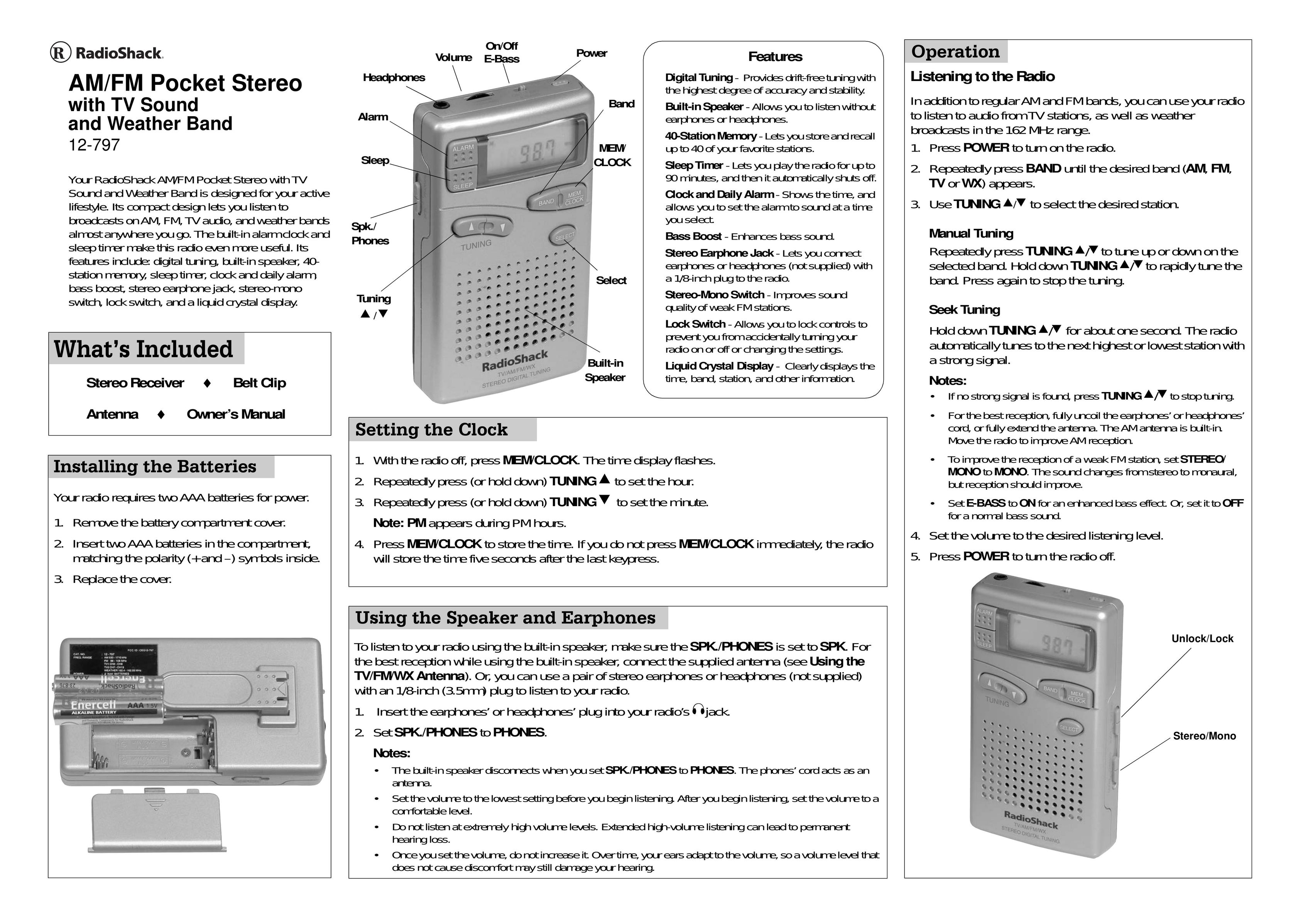 Samsung 12-797 Radio User Manual