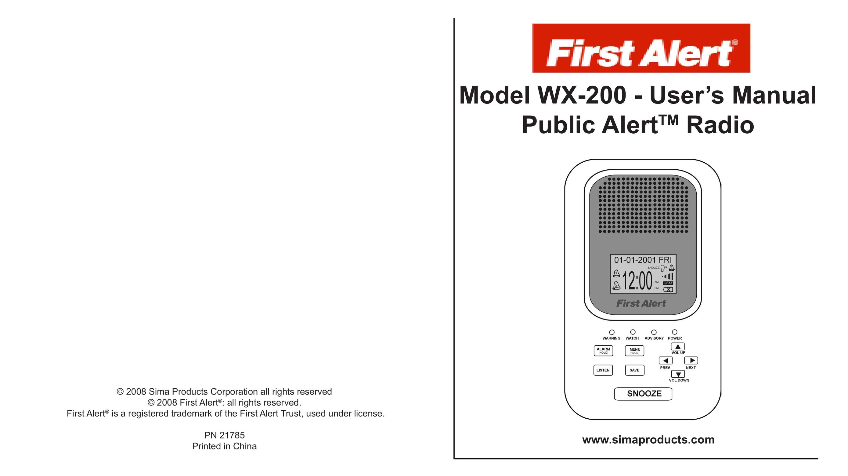 Sima Products WX-200 Radio User Manual