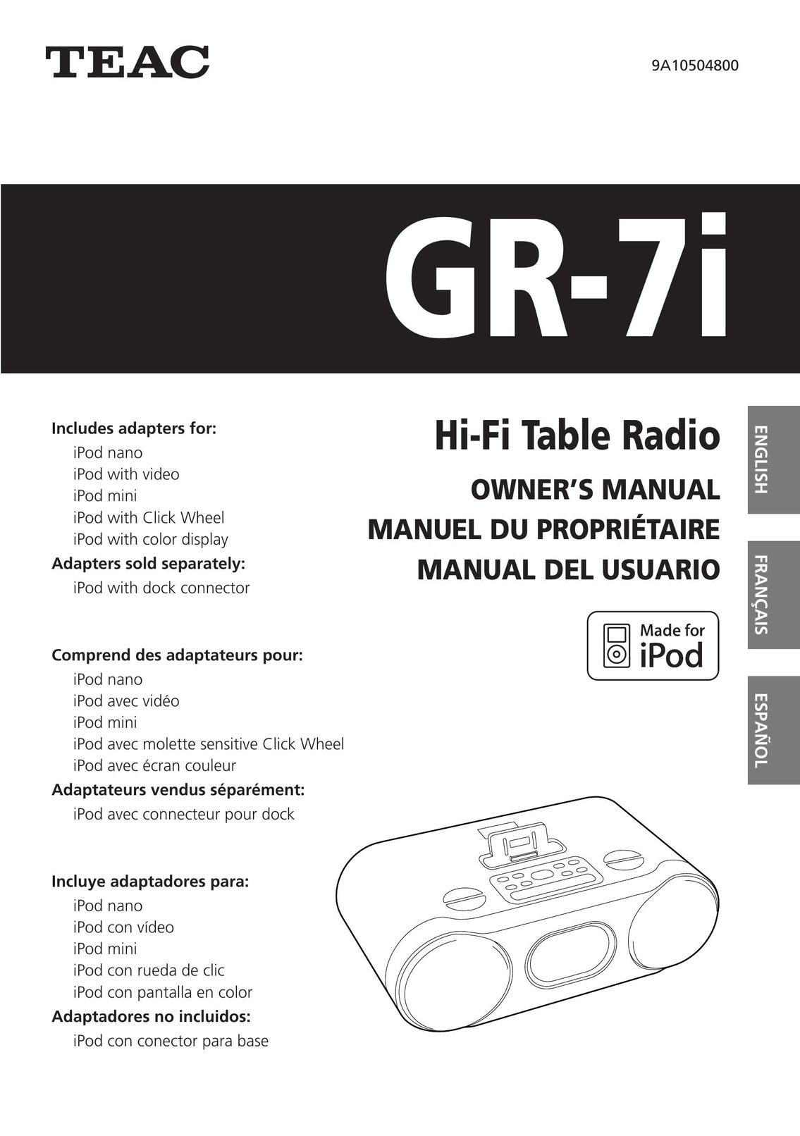 Teac GR-7i Radio User Manual