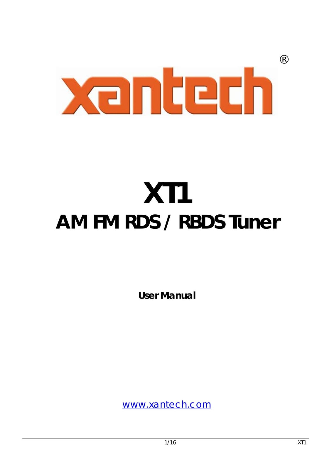 Xantech 16-Mar Radio User Manual