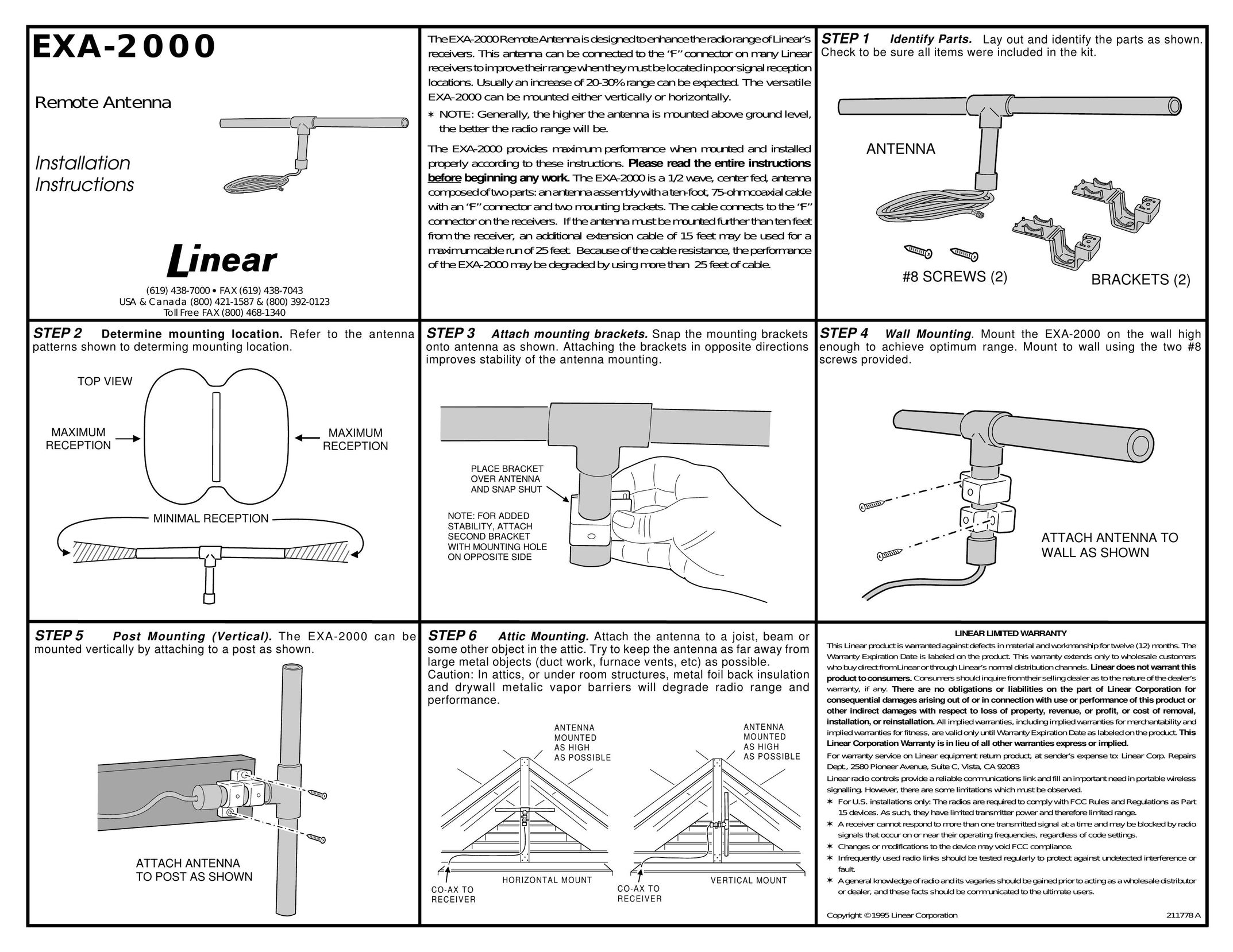 Linear EXA-2000 Radio Antenna User Manual