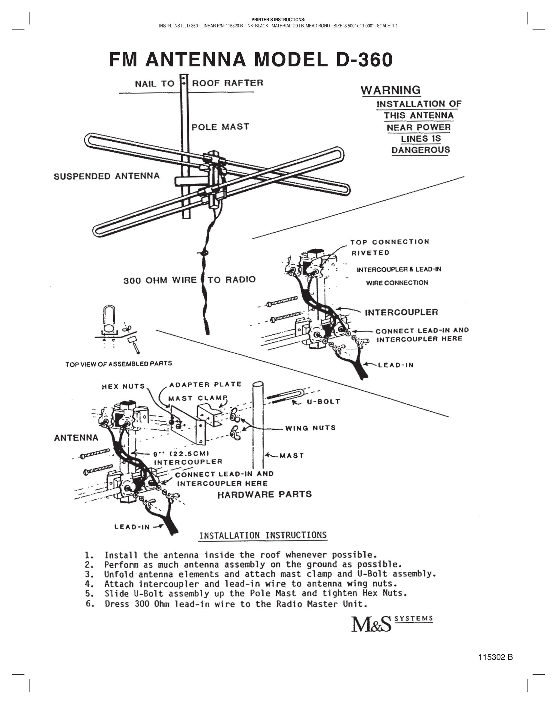 M&S Systems D-360 Radio Antenna User Manual