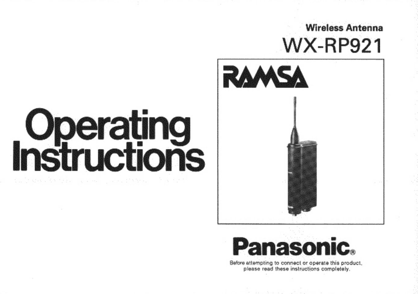 Panasonic WX-RP921 Radio Antenna User Manual