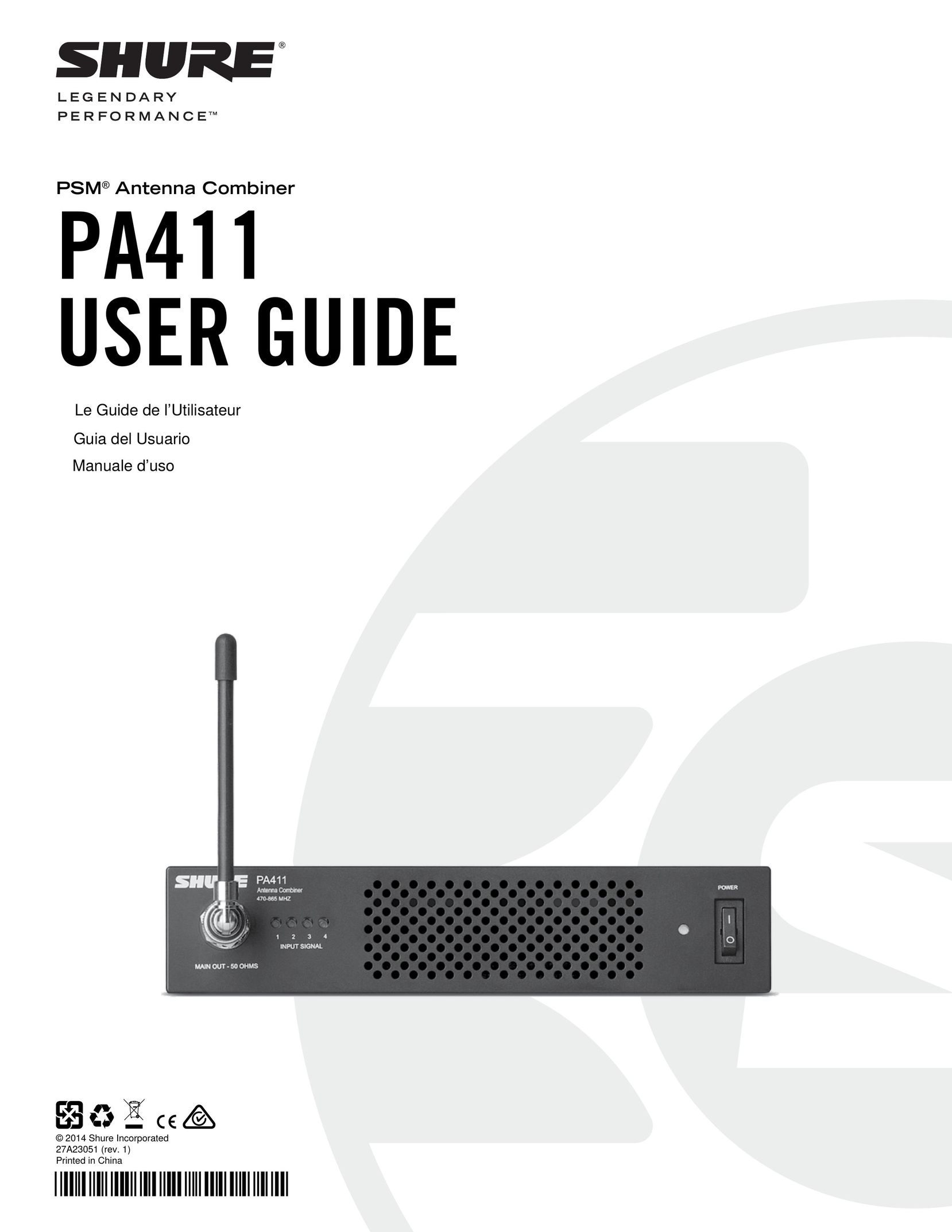 Shure PA411 Radio Antenna User Manual