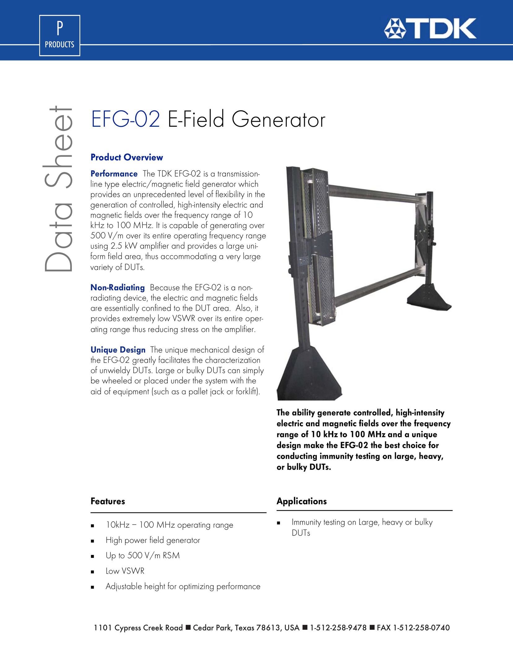 TDK EFG-02 Radio Antenna User Manual