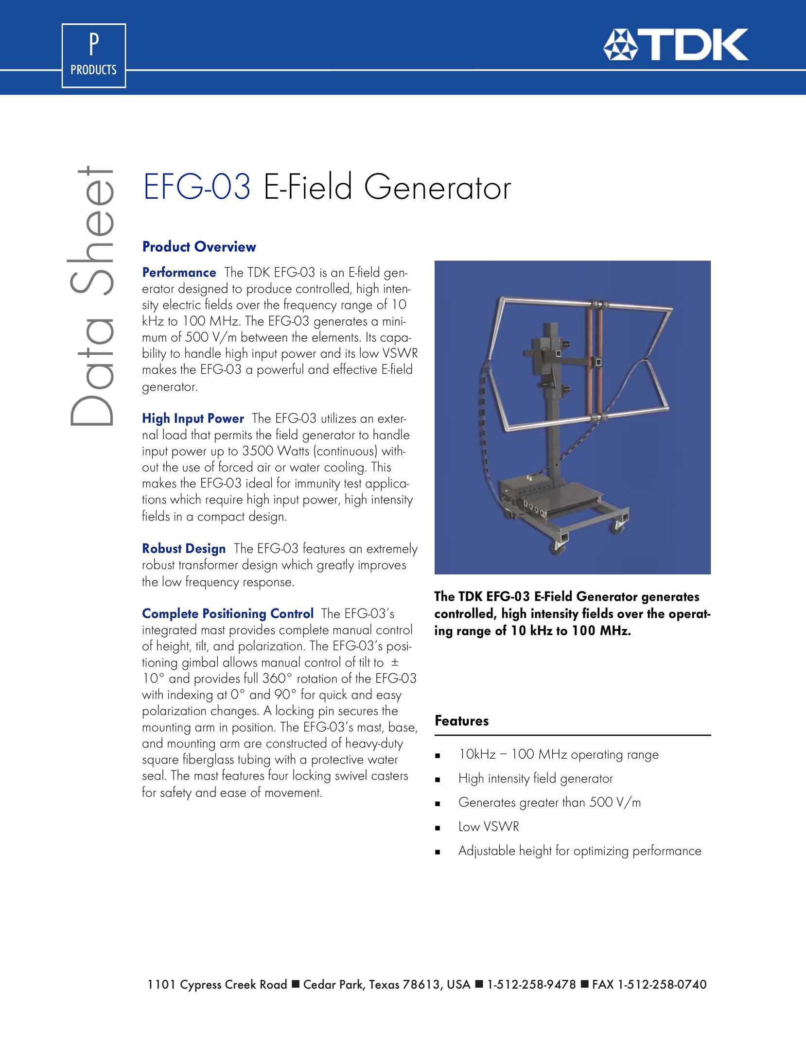 TDK EFG-03 Radio Antenna User Manual