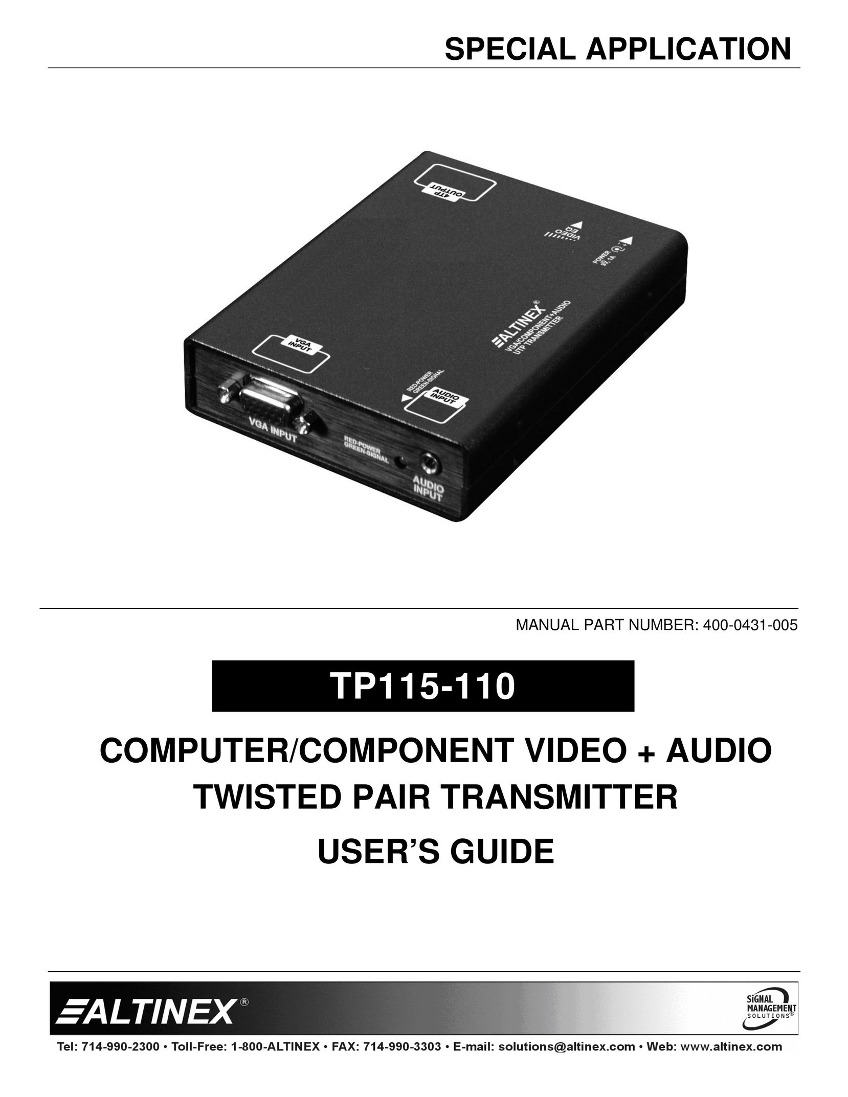 Altinex TP115-110 Satellite Radio User Manual