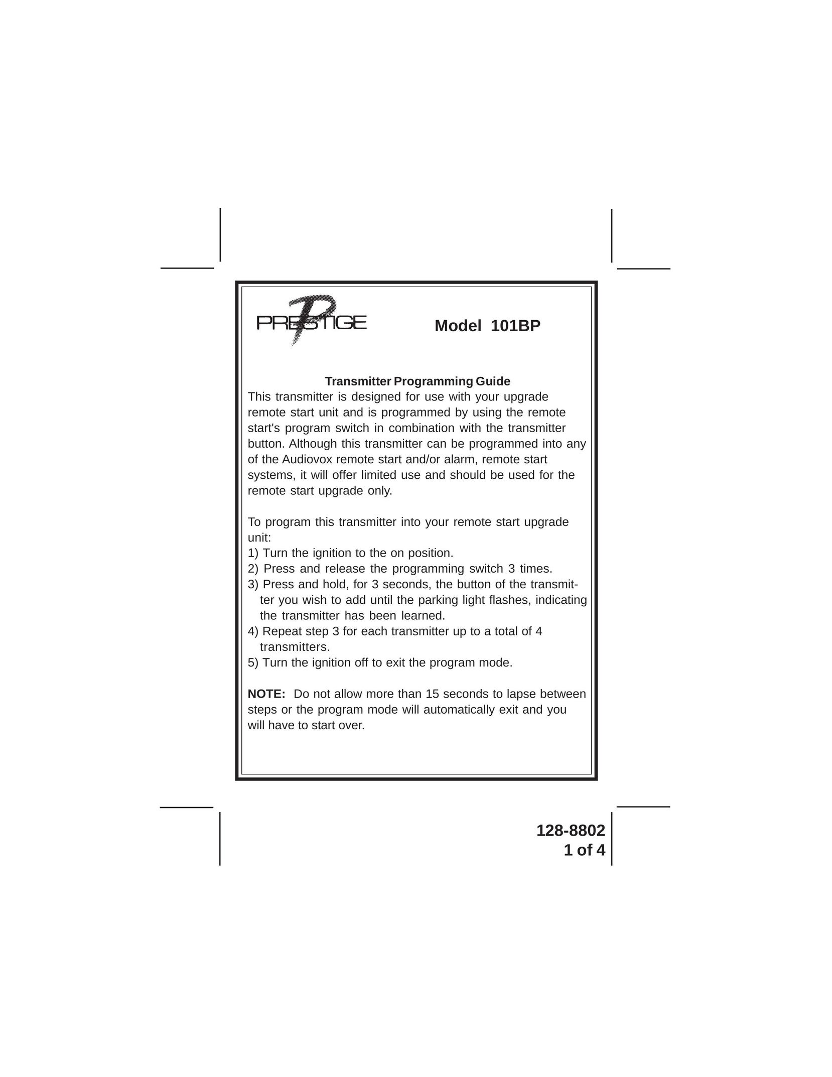 Audiovox 101BP Satellite Radio User Manual