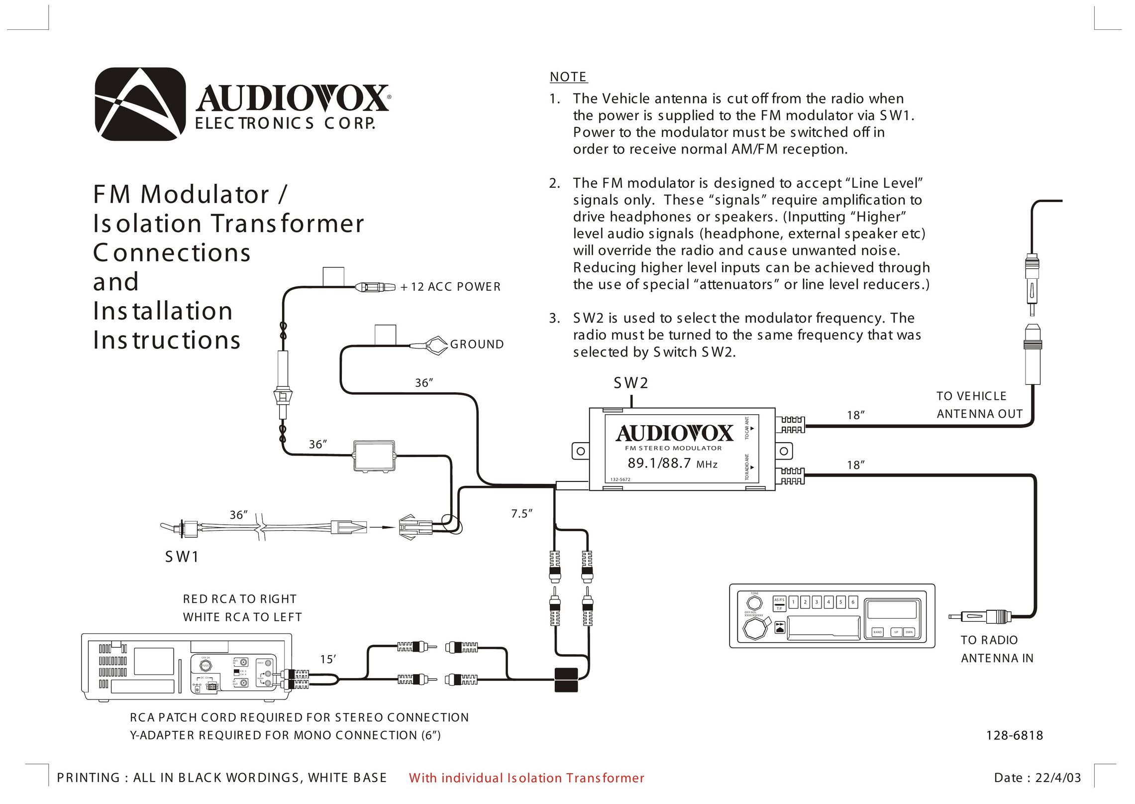 Audiovox 128-6818 Satellite Radio User Manual