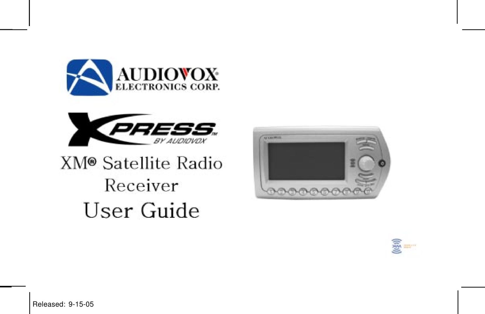 Audiovox Satellite Radio Receiver Satellite Radio User Manual