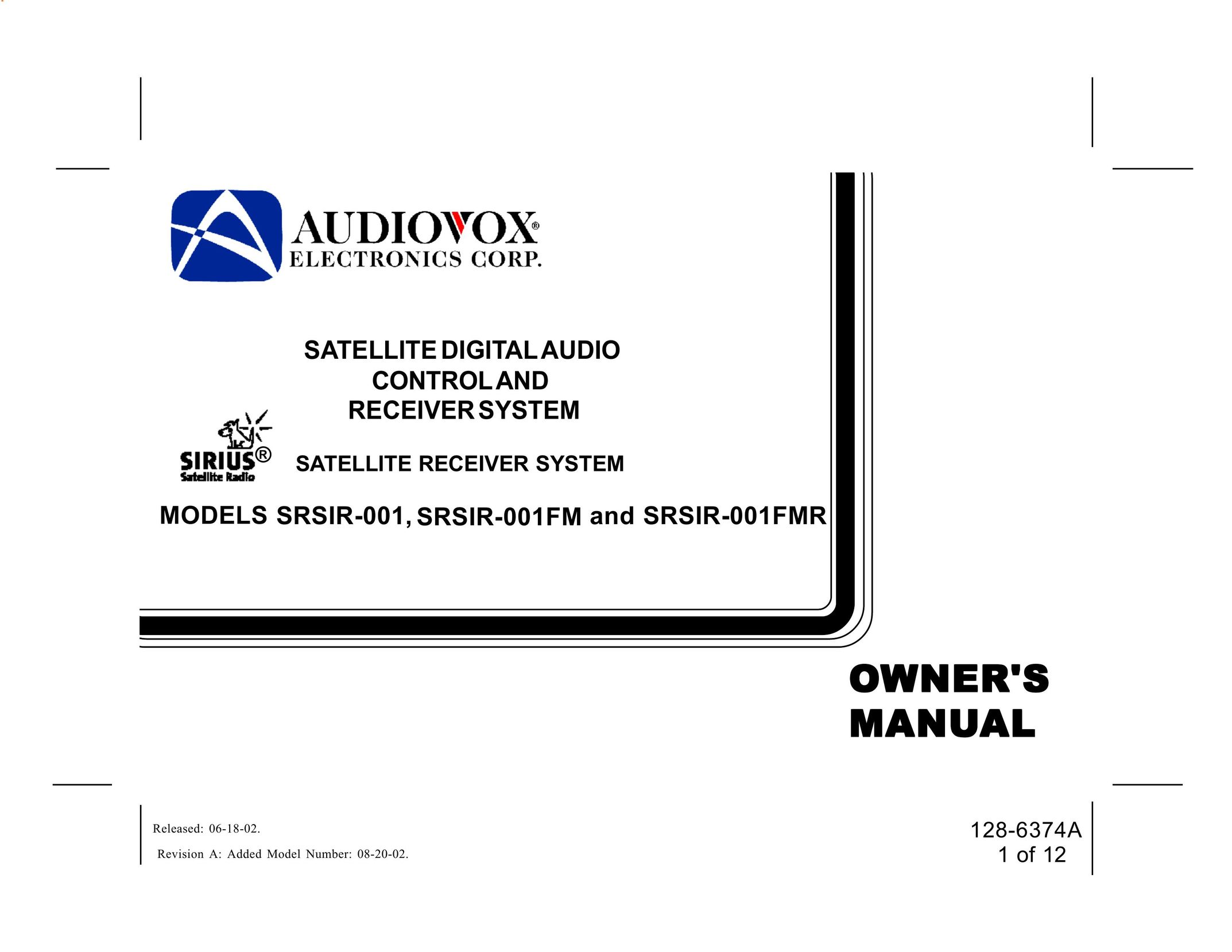Audiovox SRSIR-001 Satellite Radio User Manual