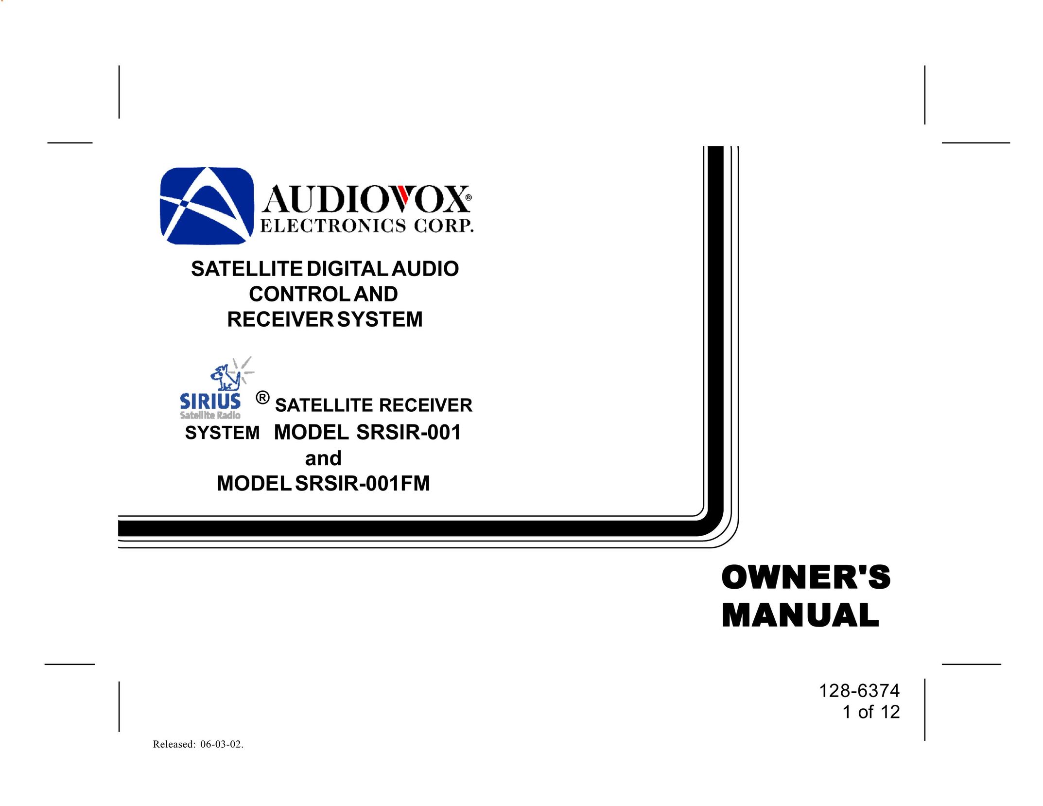 Audiovox SRSIR-001FM Satellite Radio User Manual