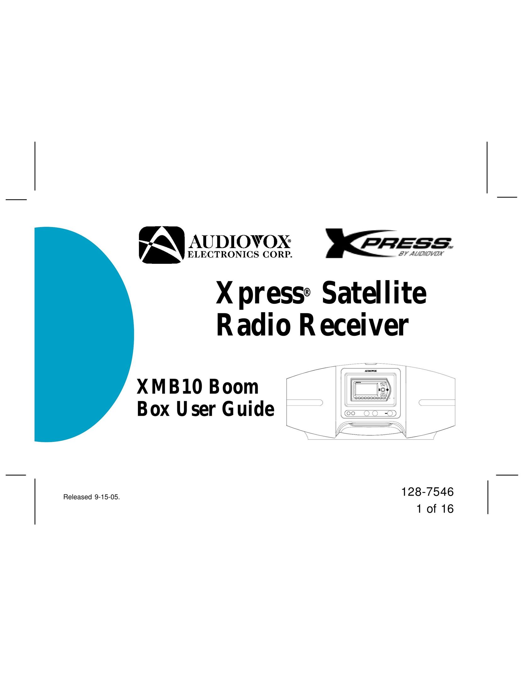 Audiovox XMB10 Satellite Radio User Manual