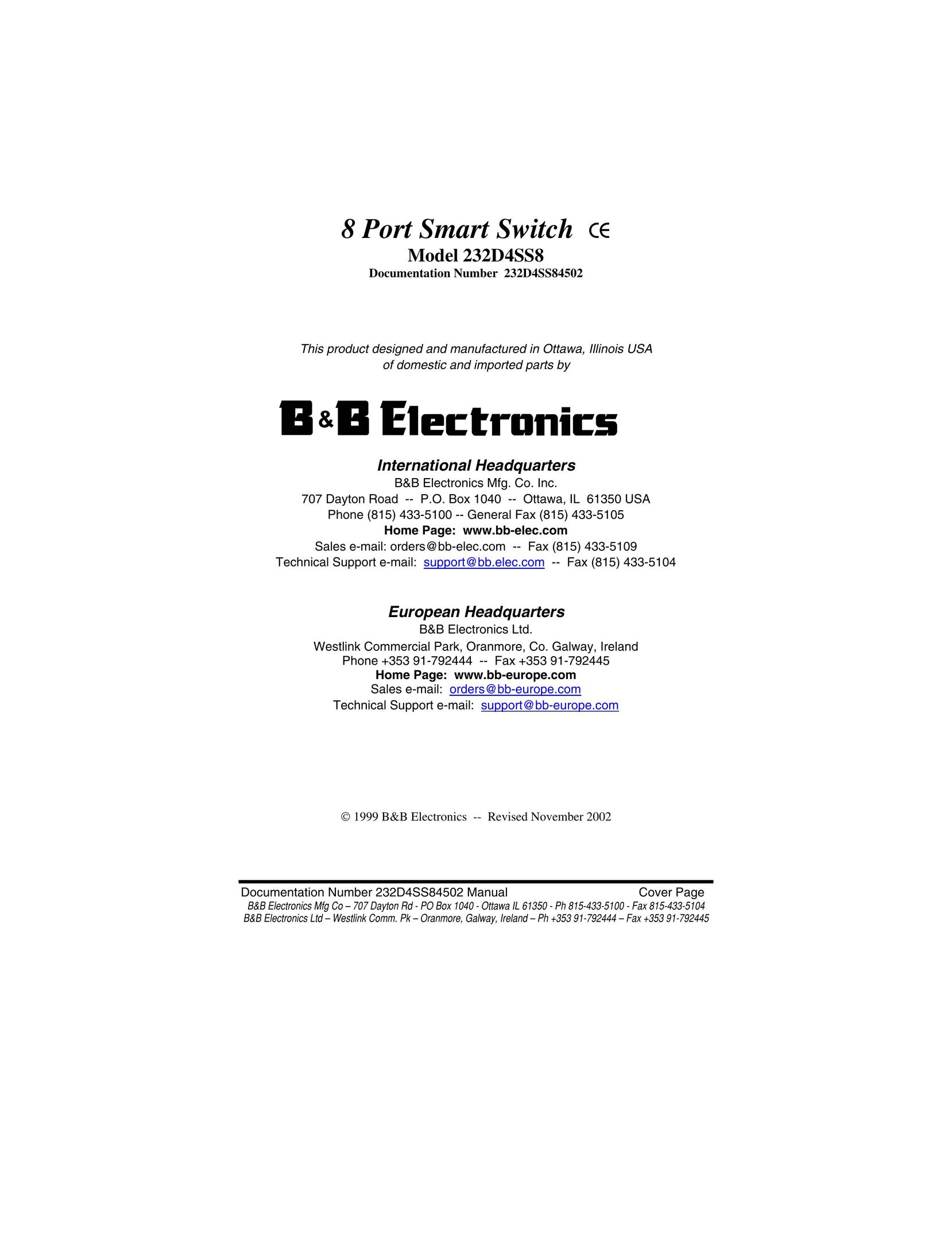 B&B Electronics 232D4SS8 Satellite Radio User Manual