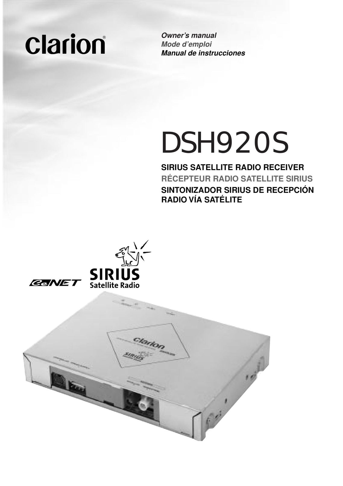 Clarion DSH920S Satellite Radio User Manual