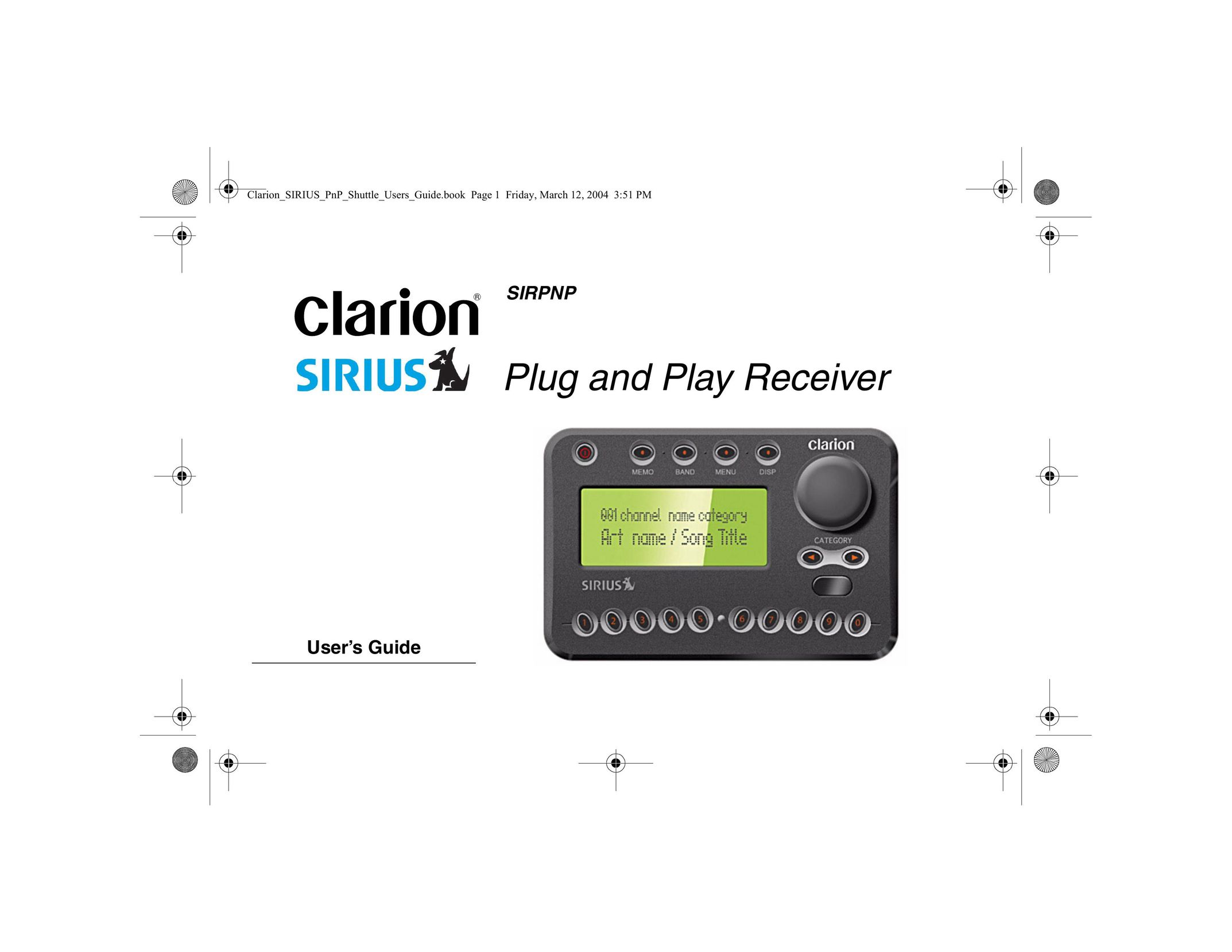 Clarion Plug and Play Receiver Satellite Radio User Manual