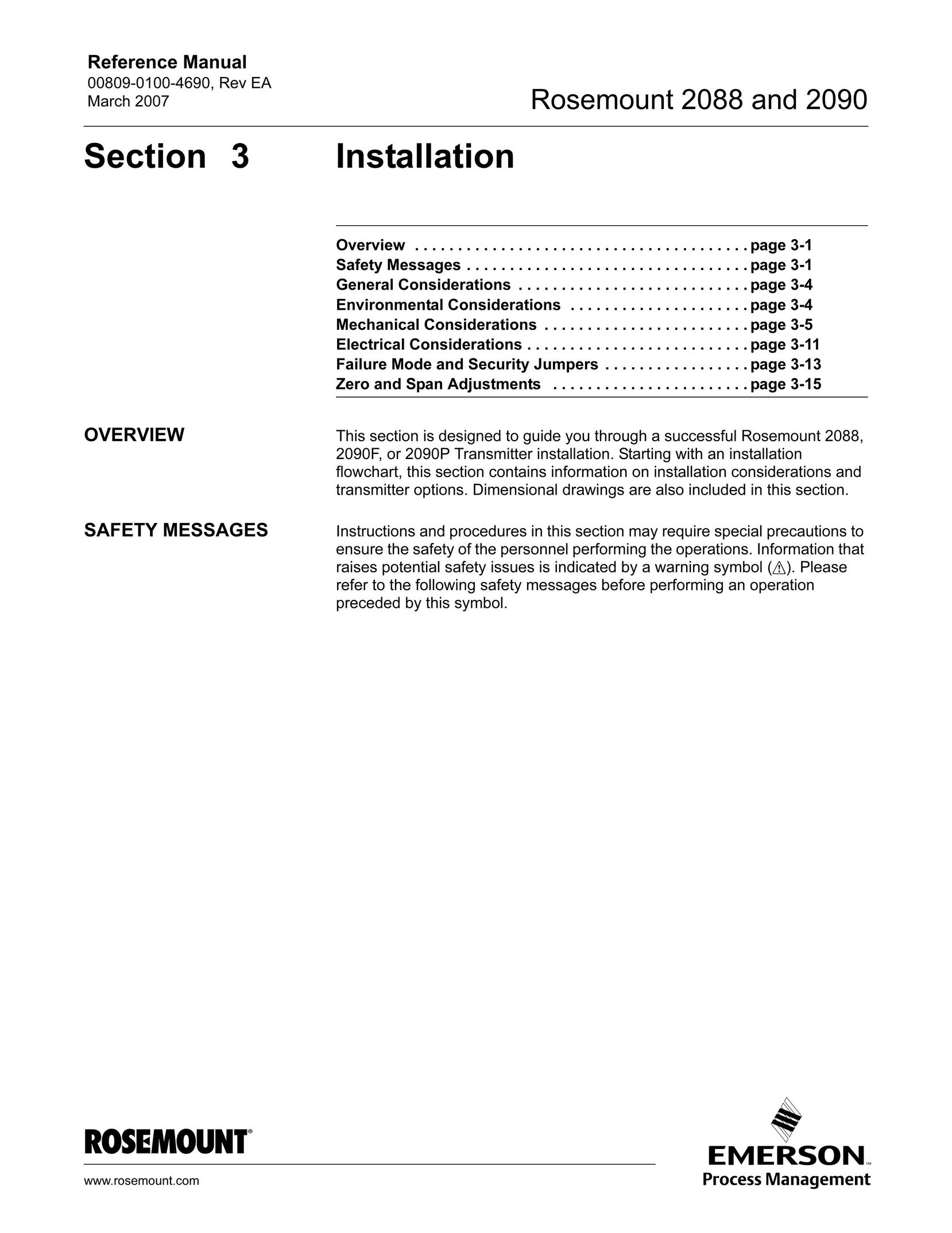 Emerson Process Management 2088 Satellite Radio User Manual